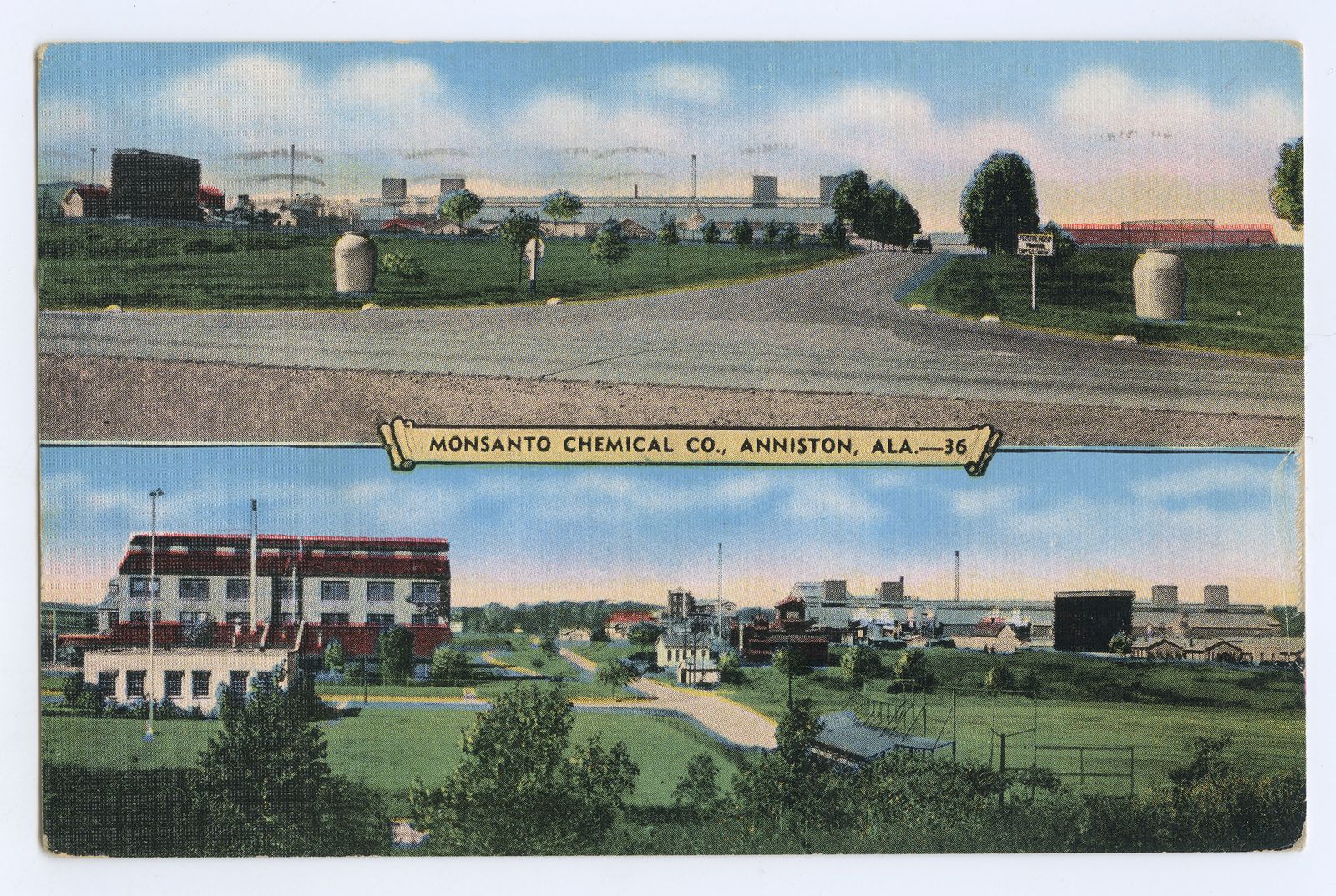 © Mathieu Asselin - Postcard of the former Monsanto® factory in Anniston from 1936.