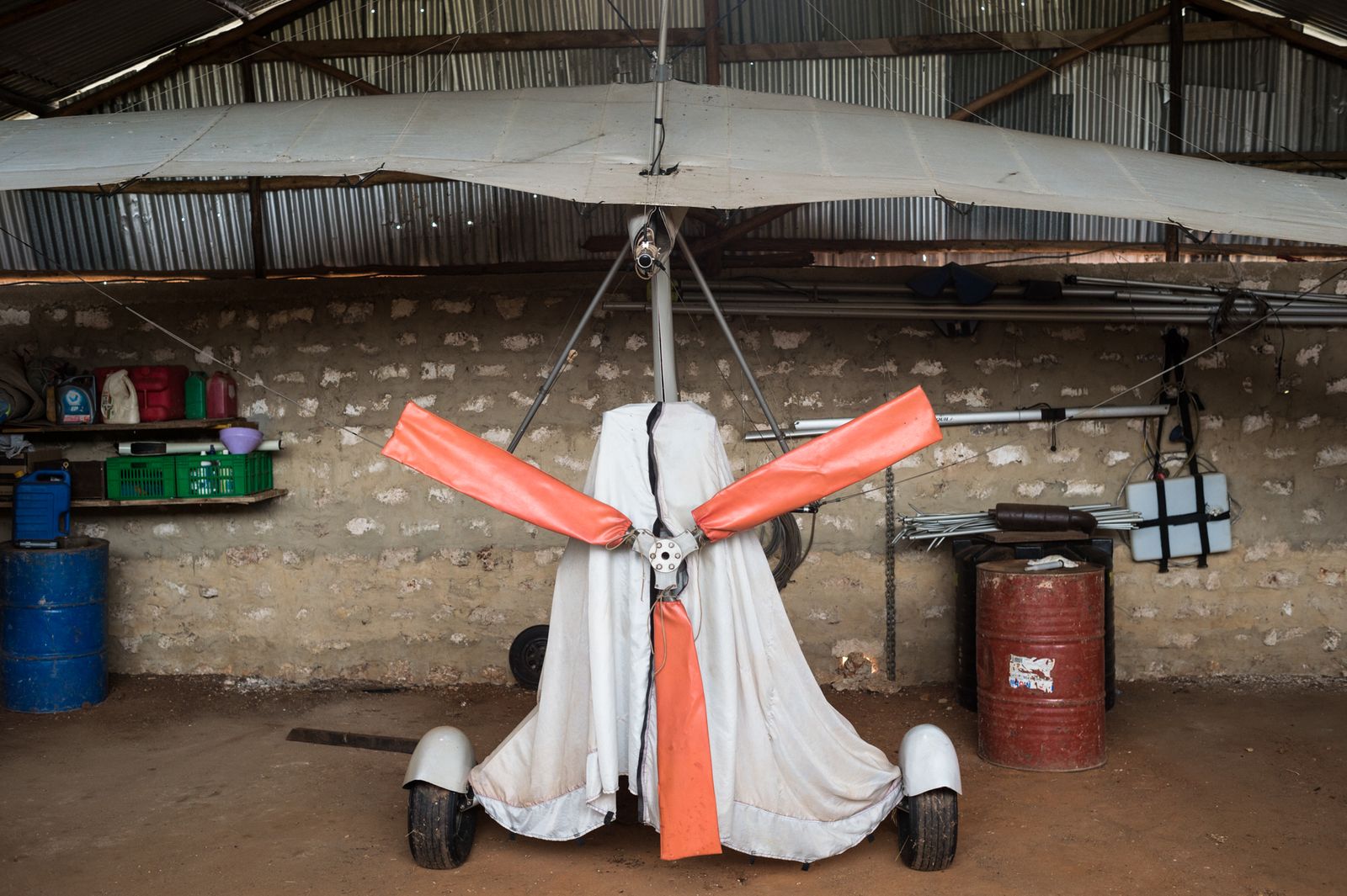 © Jansen van Staden - The reconstructed microlight, as it still stands in the shed, about a kilometre from the crash site, Ukunda, Kenya, 2017