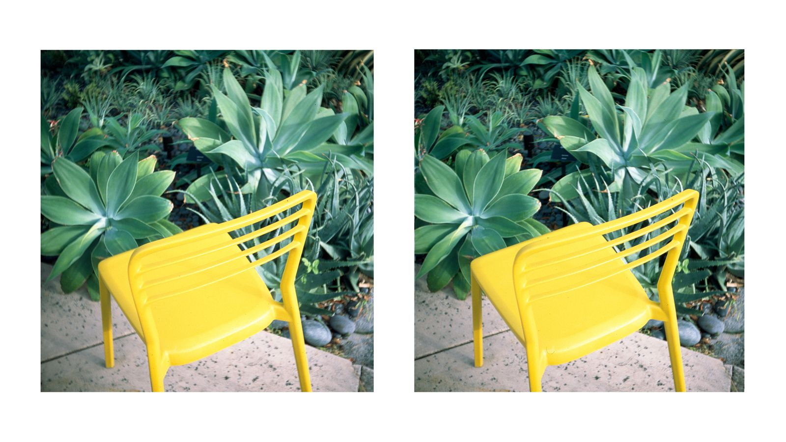 © RACHEL TREIDE - Stereograph by Rachel Treide: "Miami Yellow Chair," 2018 (to view this image in 3D, use the stereo freeview method)