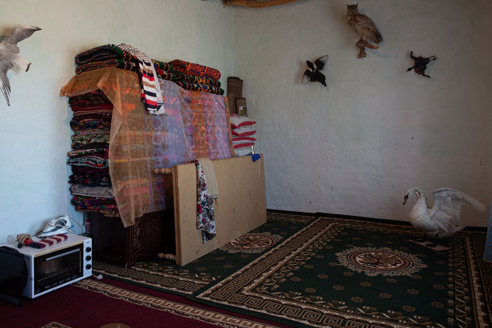 © Iulia Galushina - A room in a home in Shege village is decorated with stuffed animals. Shege village, Uzbekistan.