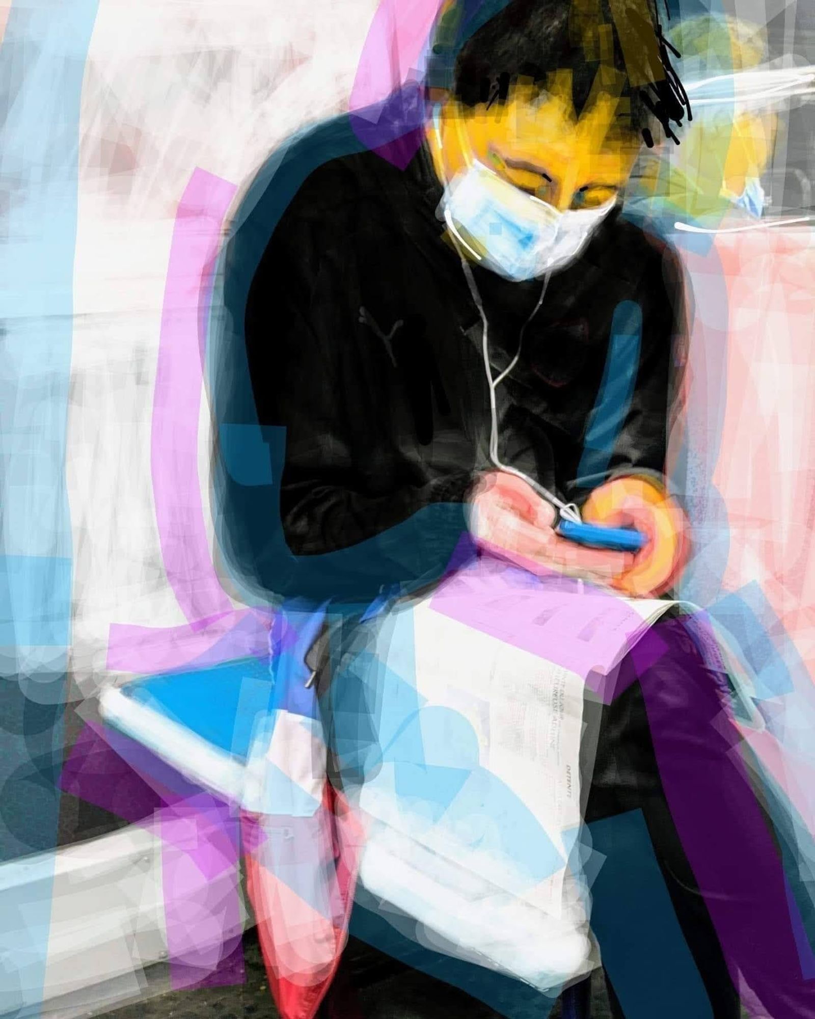 © Shakêd ADIV Ginsbourg Aviezer - COVID time and distance while travelling. 60/40 cm on canvas