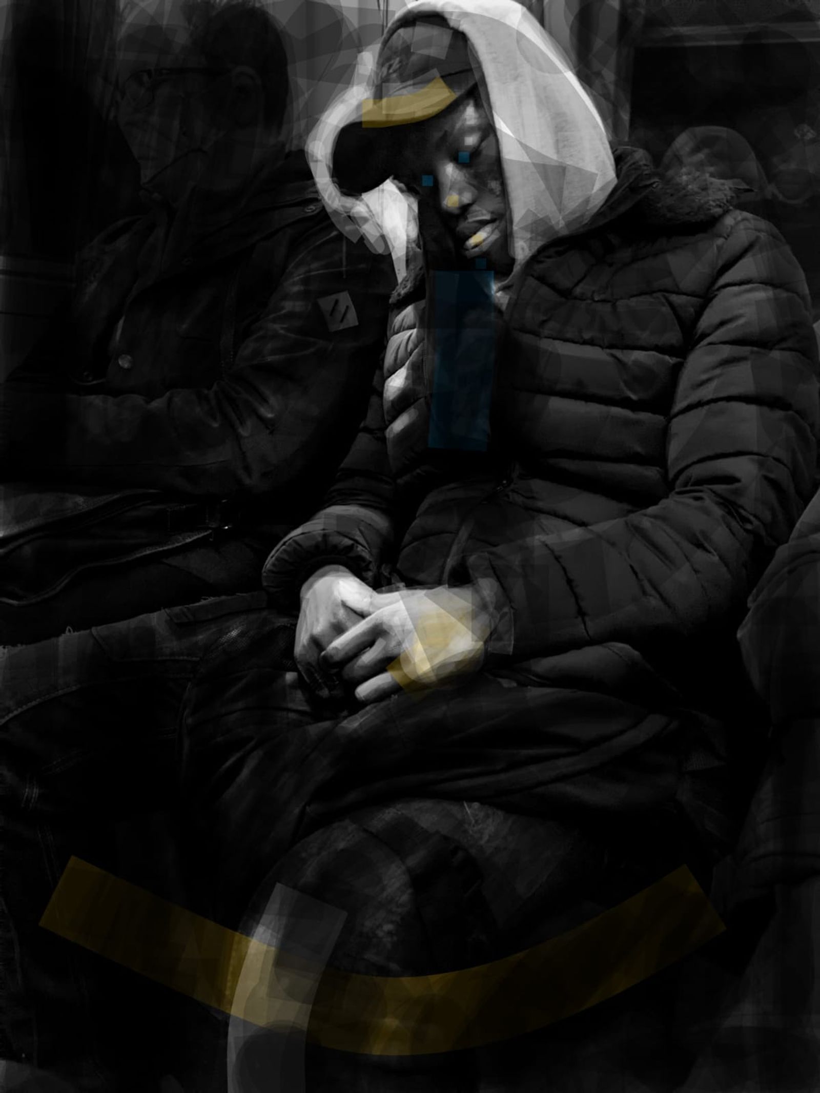 © Shakêd ADIV Ginsbourg Aviezer - So tired ,coming back from work by the metro . 60/40 cm on canvas