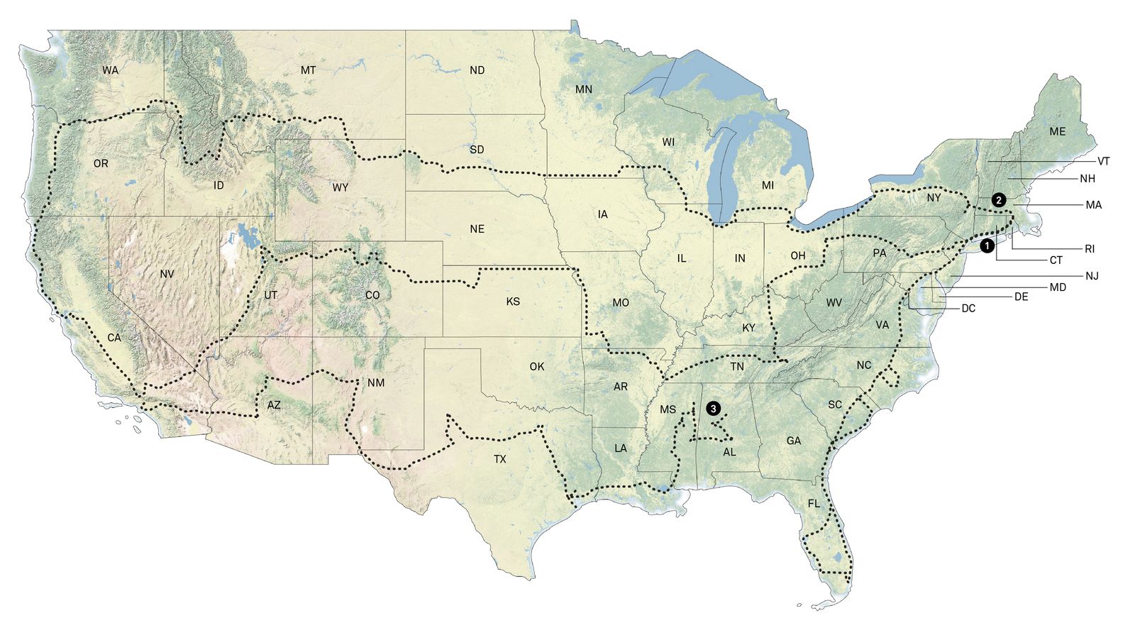 © Viktor Hübner - US Hitchhiking Map