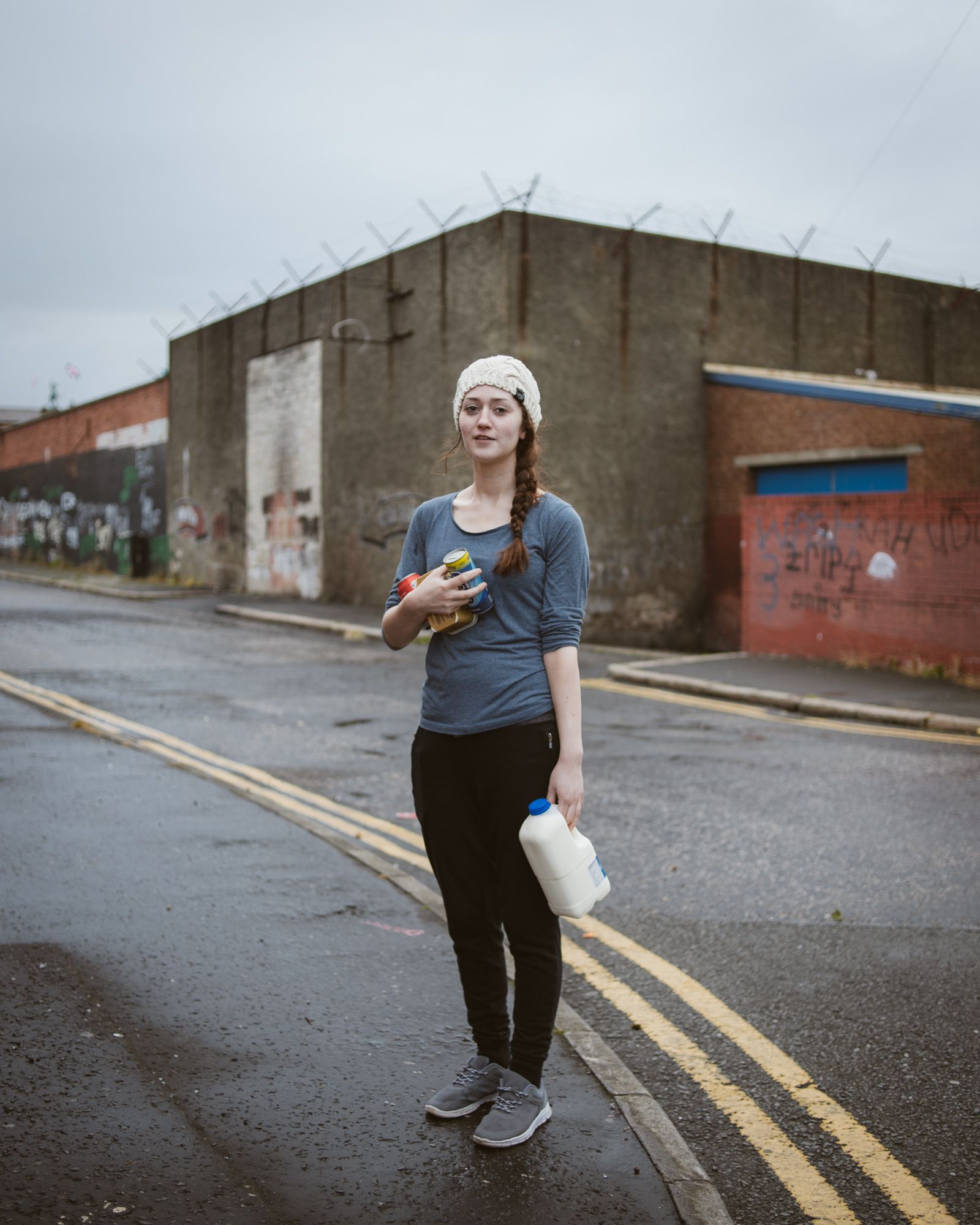 © Jens Schwarz - Heidi with goods in her hands, Catholic Irish Republican Carrick Hill area, Belfast, Northern Ireland 07/2017