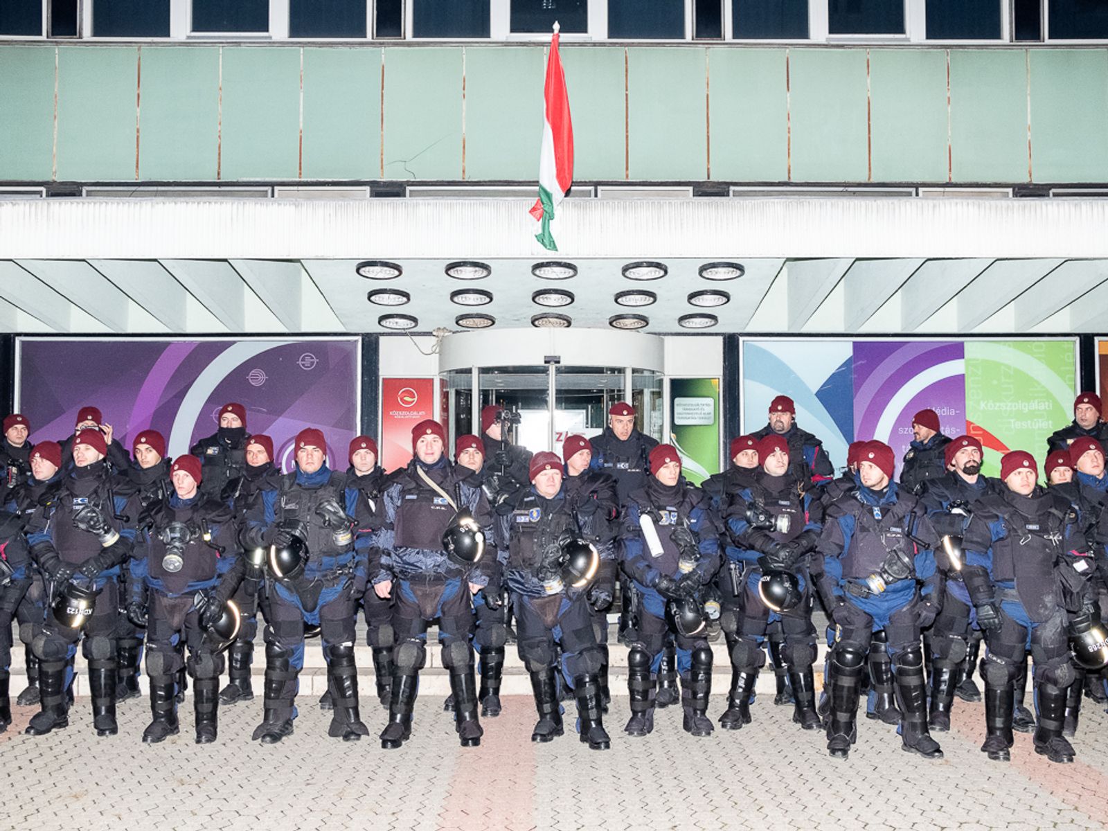 © Michal Adamski - Budapest. The police protecting the building of Hungary’s public radio Magyar Rádió.