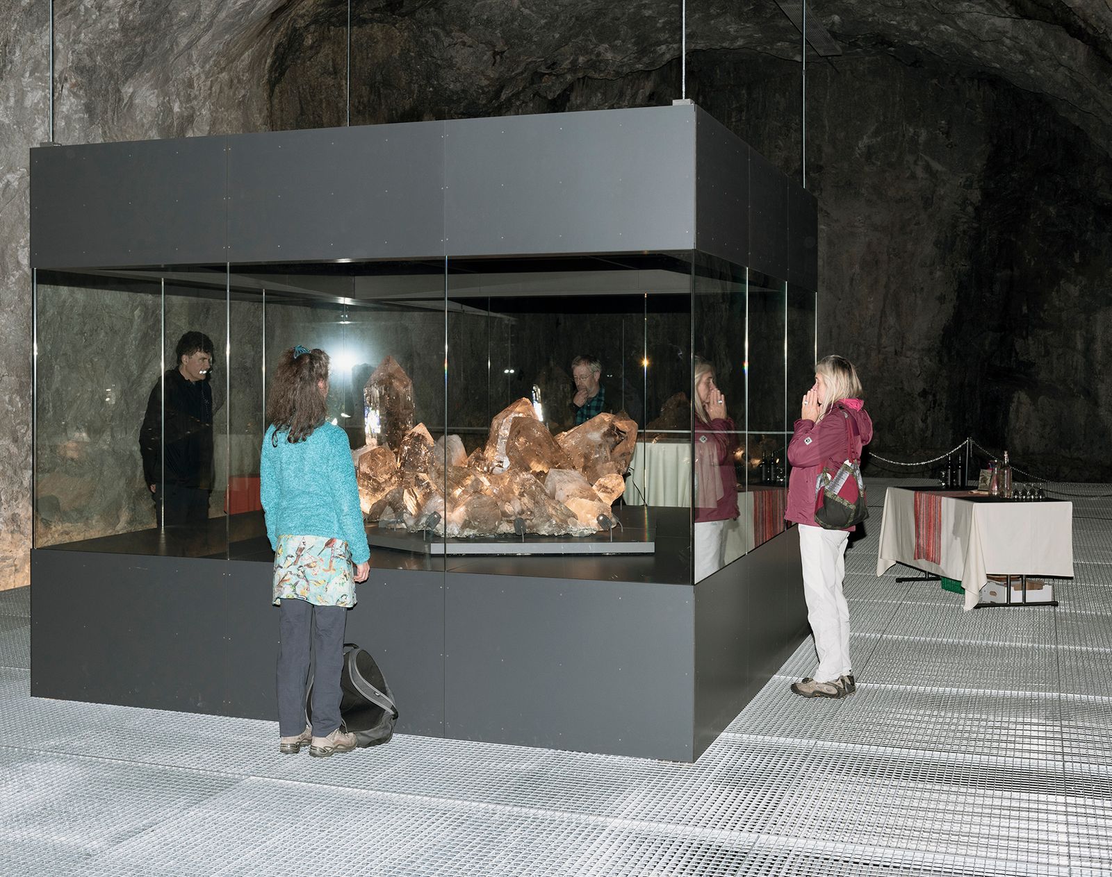 © Nicolò Panzeri & Mattia Micheli - People in front of the biggest crystal aggregate ever found in the Alps region. Sasso San Gottardo, Italy, 2019.
