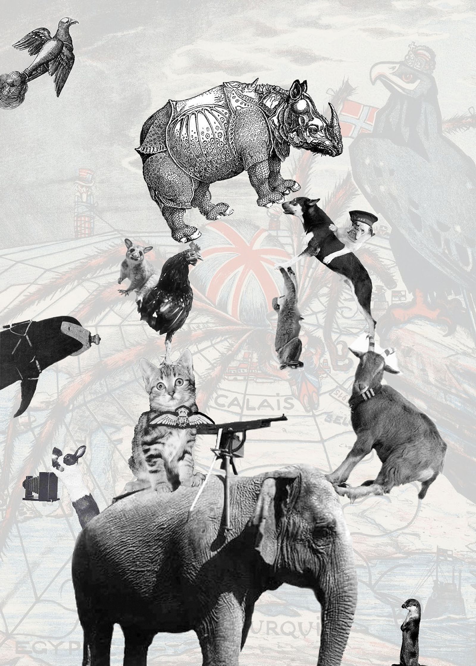 © Marta Bogdanska - Collage #1 (after The Pyramid of Animals by Katarzyna Kozyra), from the project SHIFTERS, 2021