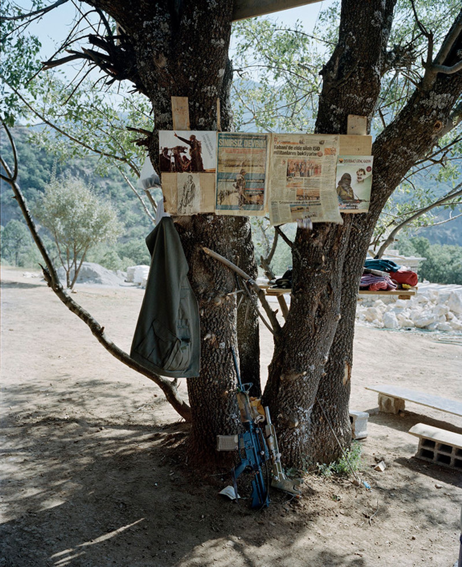 © Miriam Stanke - Information board in a PKK guerrilla camp.