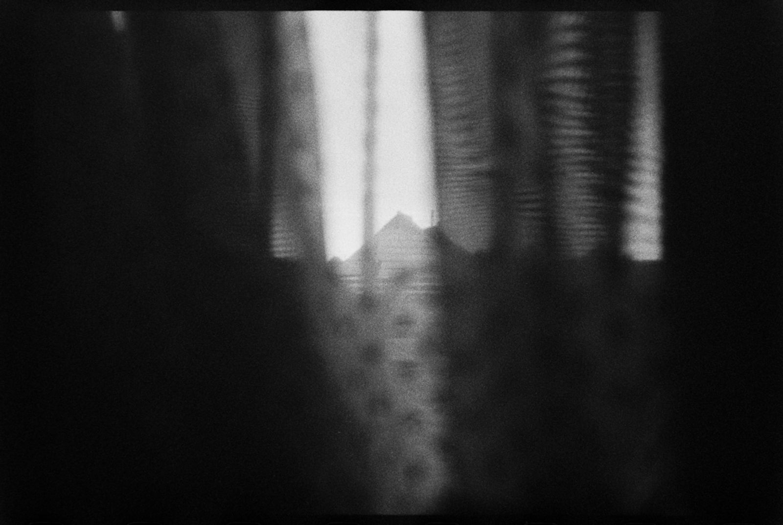 © Jost Franko - Cottage on Velika planina is seen through the curtains.