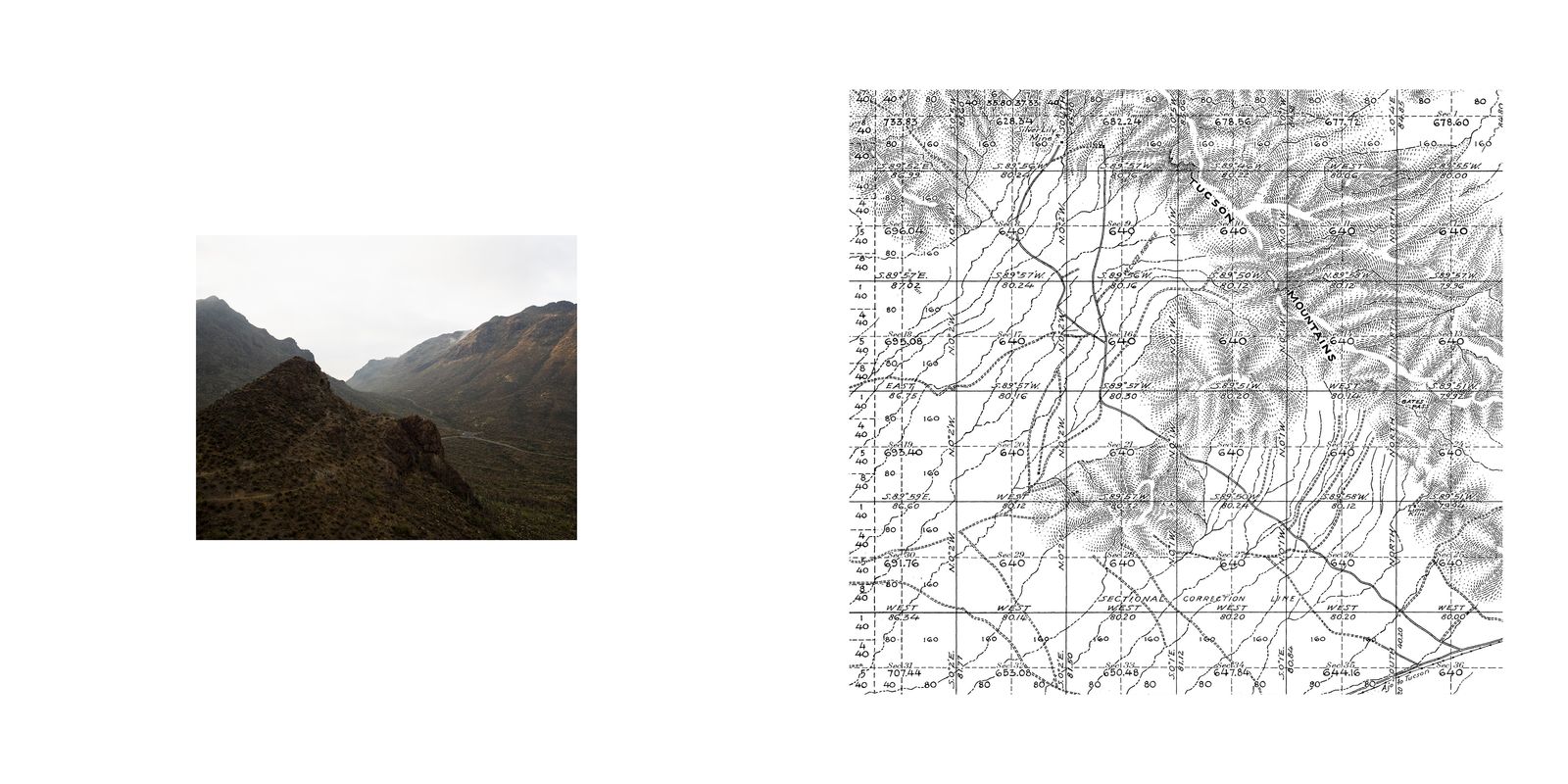 © Jordan Putt - Gates Pass, 2017; Gates Pass Topographic Map, 1928