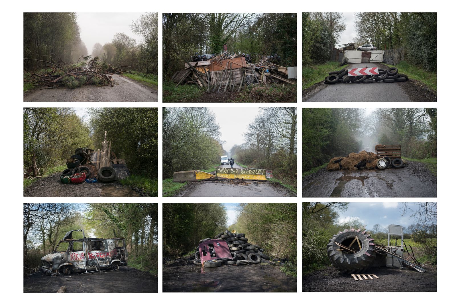 © Penelope Thomaidi - Barricades during eviction operations, ZAD de Notre Dame des Landes, France, avril 2018.