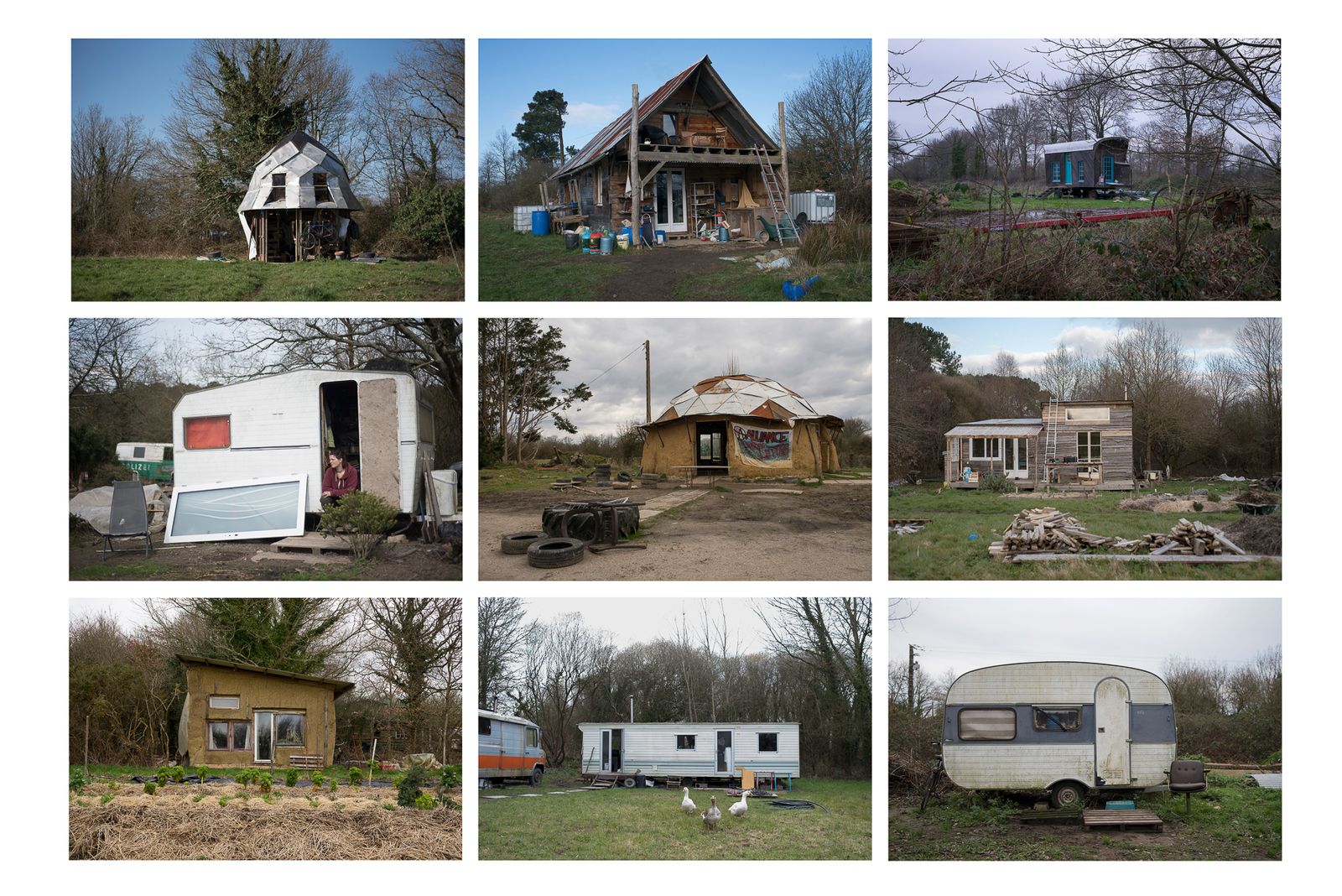 © Penelope Thomaidi - Different types of housing in ZAD of Notre Dame des Landes, France, March 2018.