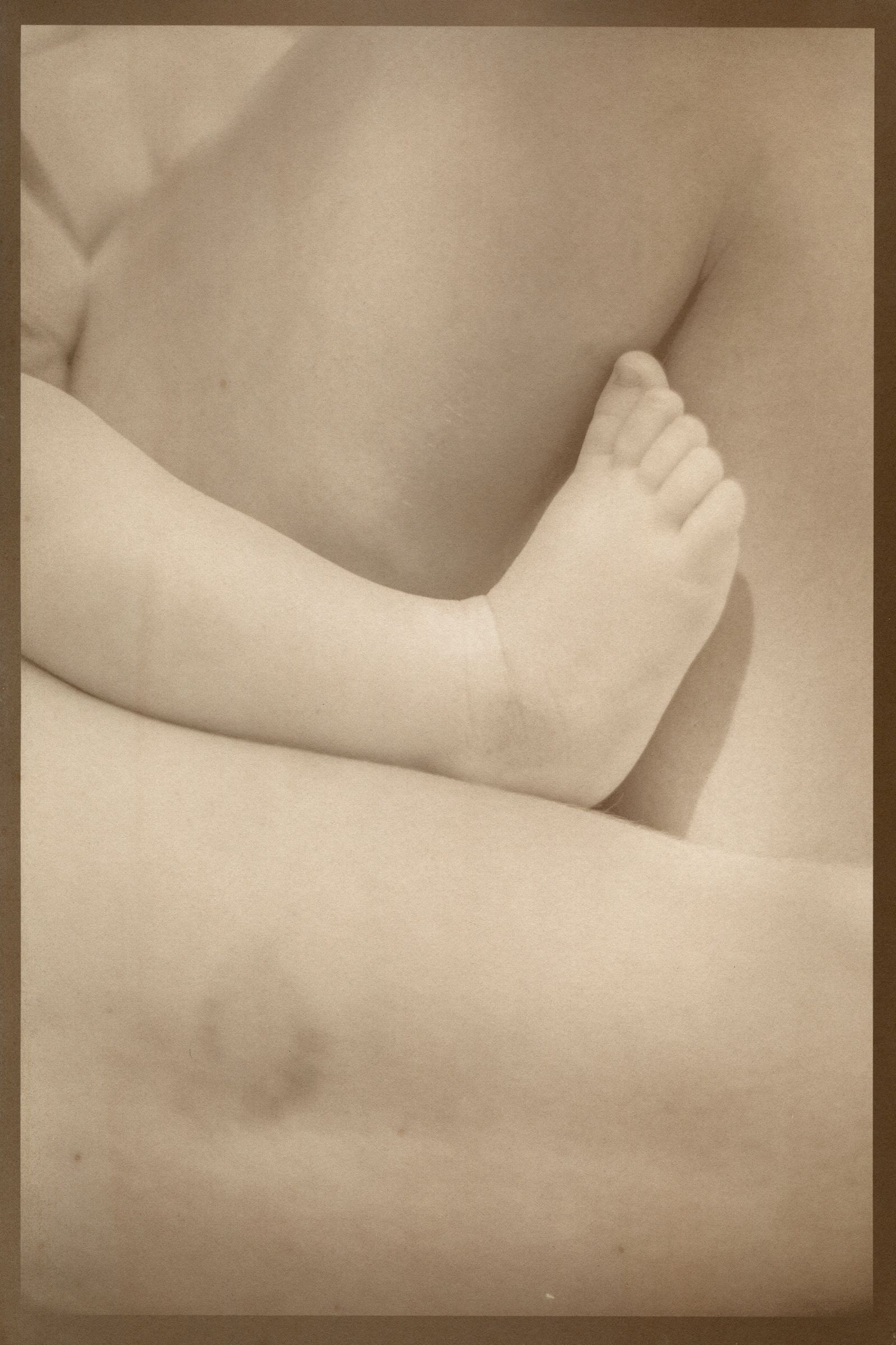 © Eleanor Oakes - Heloise and Arthur (2), 2023. 9x13.5" Salted paper print made with Heloise's breastmilk.