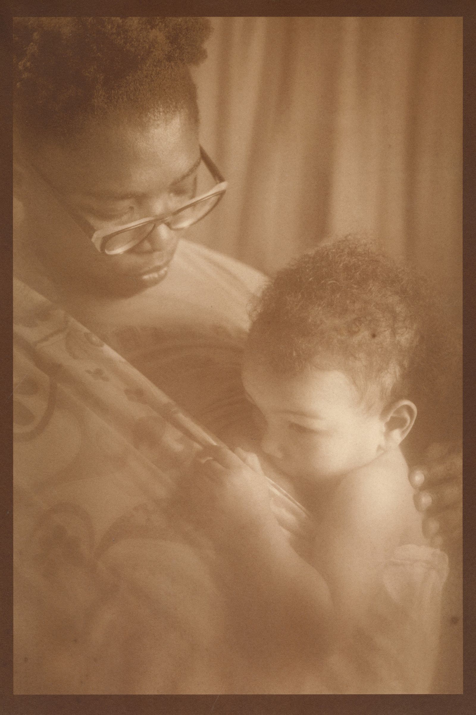 © Eleanor Oakes - I'Sha and Aries (1), 2023. 9x13.5" Salted paper print made with I'Sha's breastmilk.