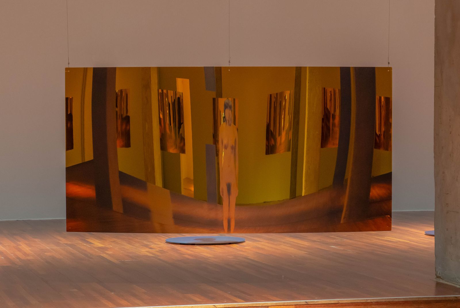 © SEULKI Ki - Installation view_Geist in the exhibition, 2024, UV print on gold acrylic mirror, 178.5 x 88.5cm (set of 12)