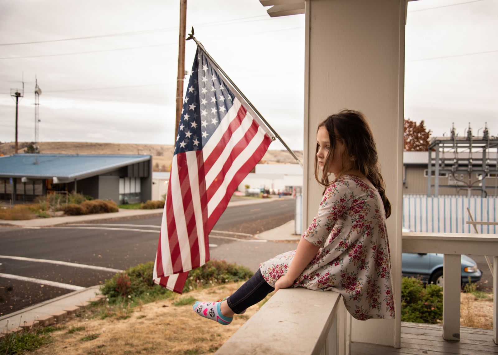 © Rosie Day - Meliney (Age 5) on the front porch. Dufur, Oregon (Pop. 604)
