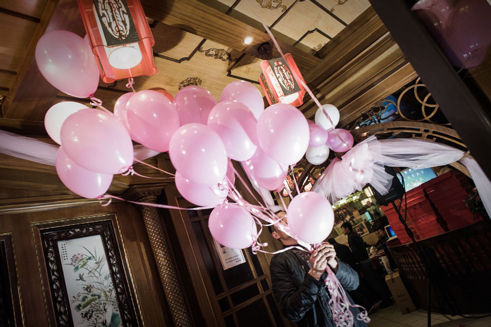 © Agnese Morganti - Prato, Pink balloons as decorations for a Chinese engagement party.
