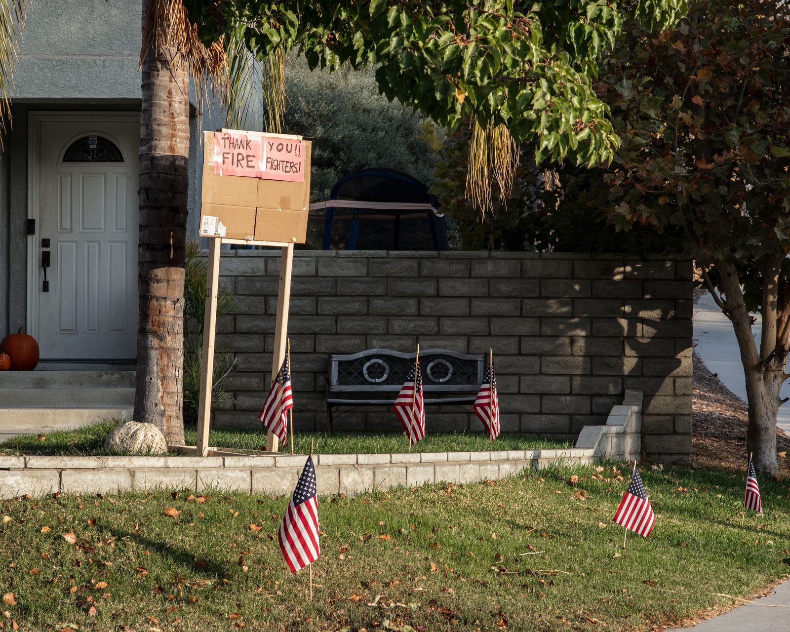 © Anastasia Samoylova - Front yard sign acknowledging firefighters. Santa Clarita, CA