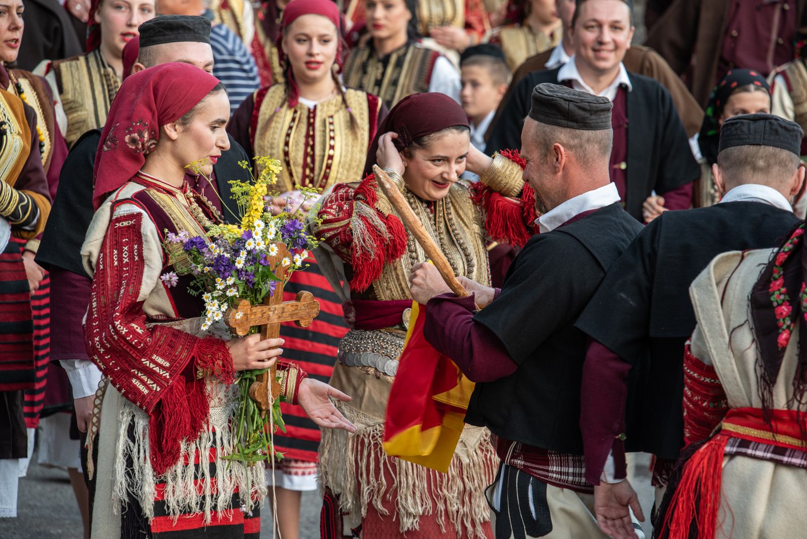 © Biljana Jurukovski - Traditionally the Macedonian flag is decorated with flowers