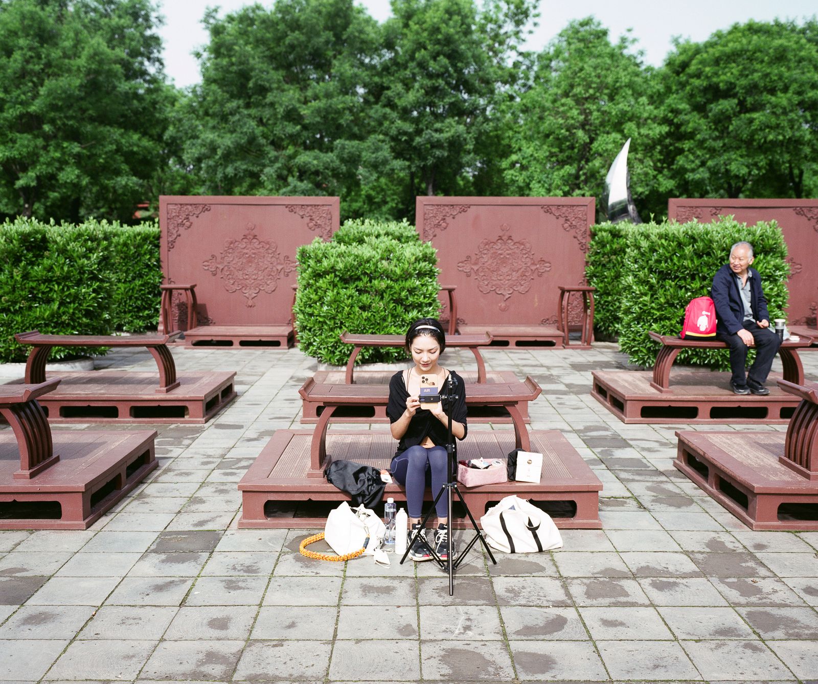 © Pan Wang - A girl doing live broadcasting in Daming Palace Ruins Park