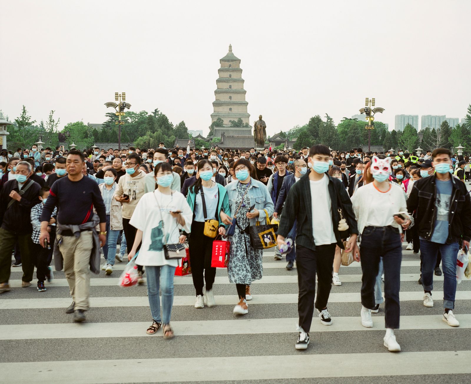 © Pan Wang - Tourists in the wild goose pagoda Scenic Area