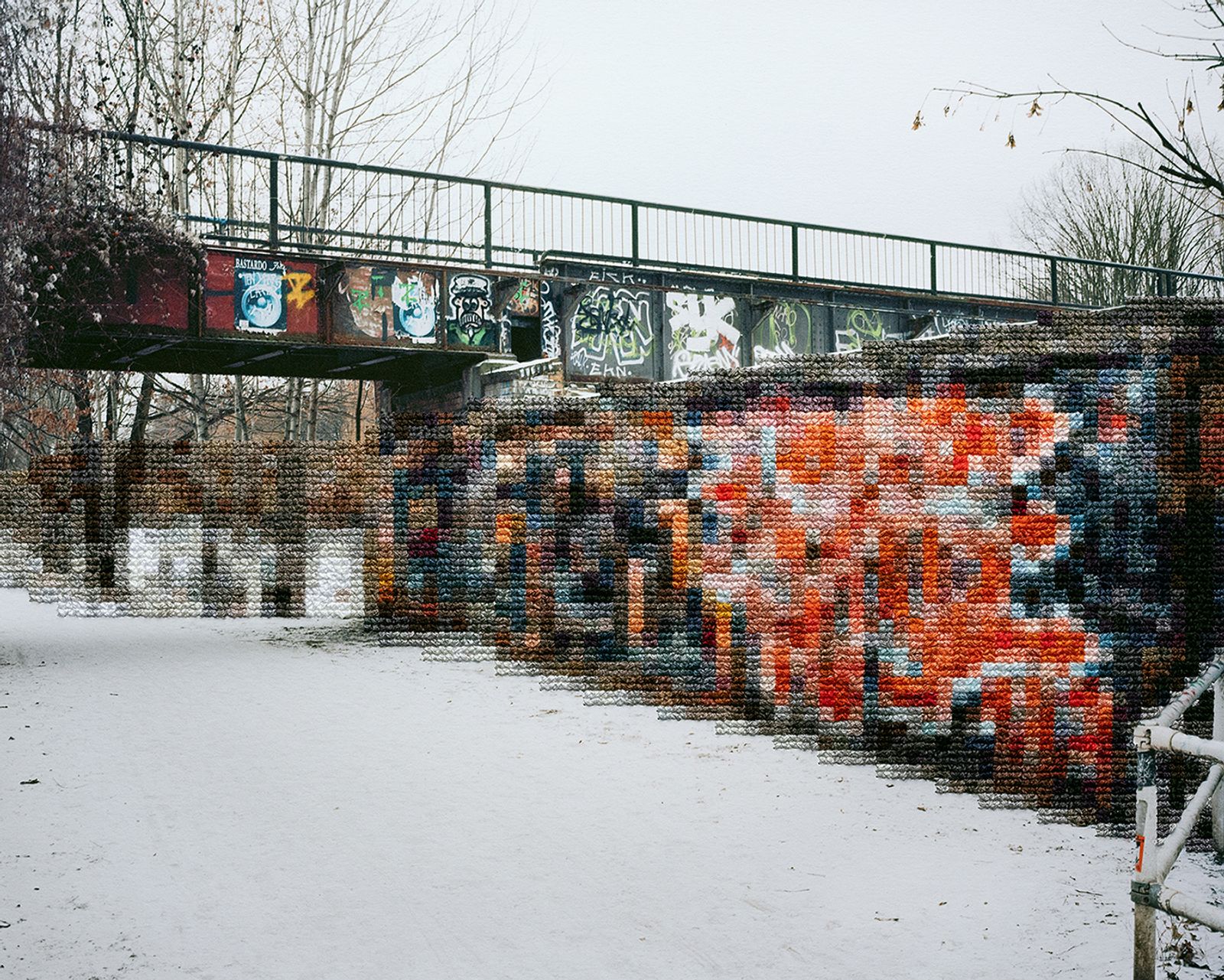 © Diane Meyer - Former Wall Area, Landwehrkanal, Hand Sewn Archival Ink Jet Print, 2014