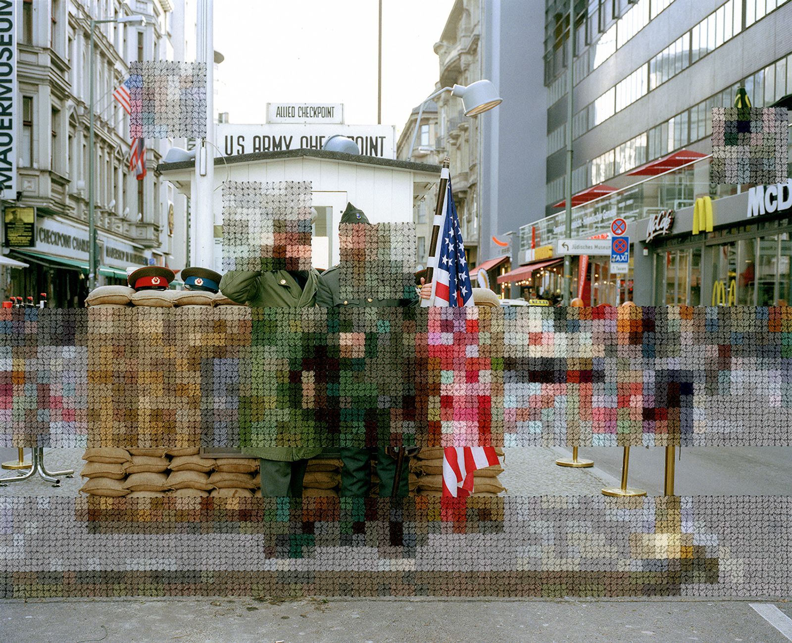 © Diane Meyer - Checkpoint Charlie, Hand Sewn Archival Ink Jet Print, 2015