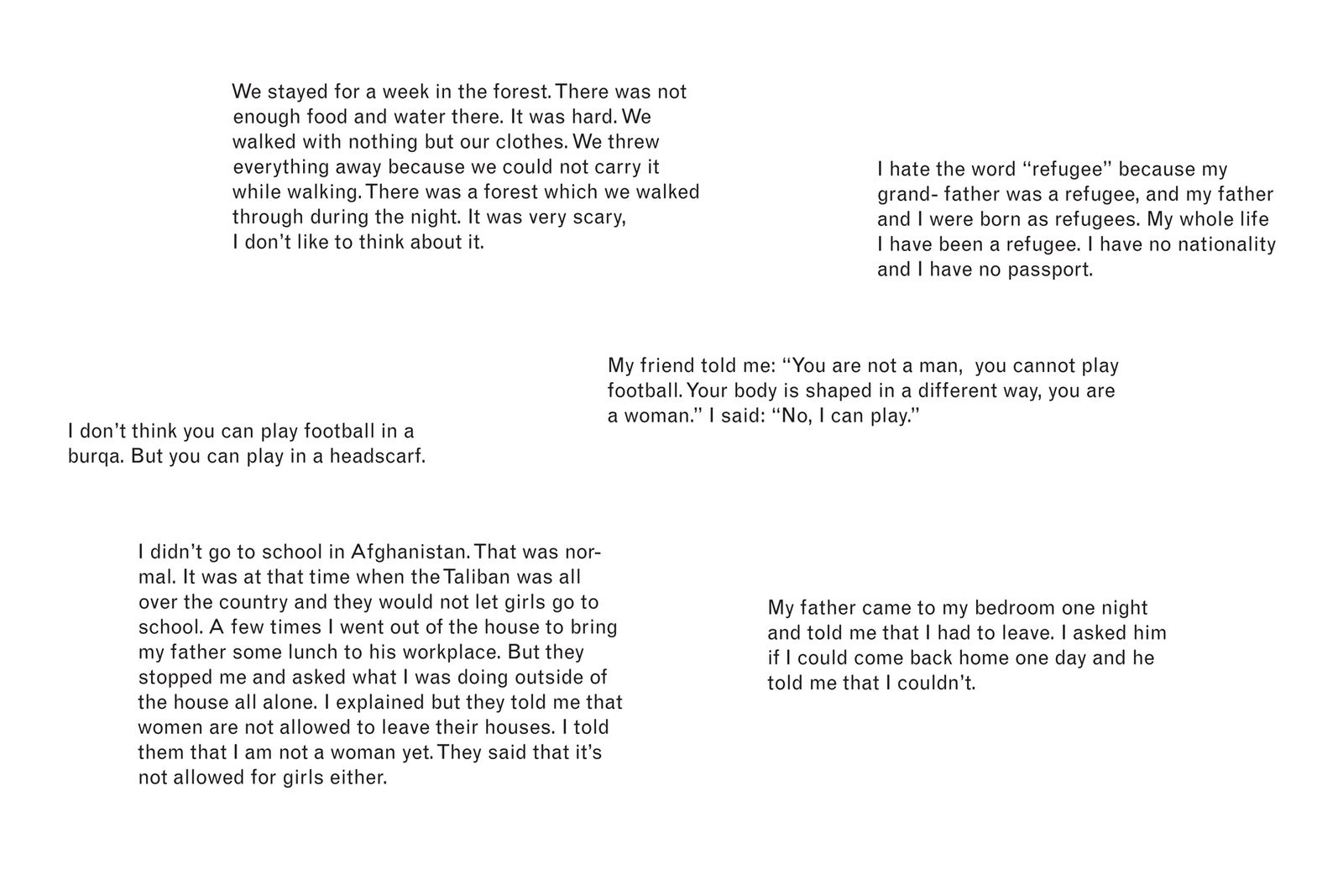© Alexa Vachon - A range of quotes from different players, a small fraction of the text included in the final project.