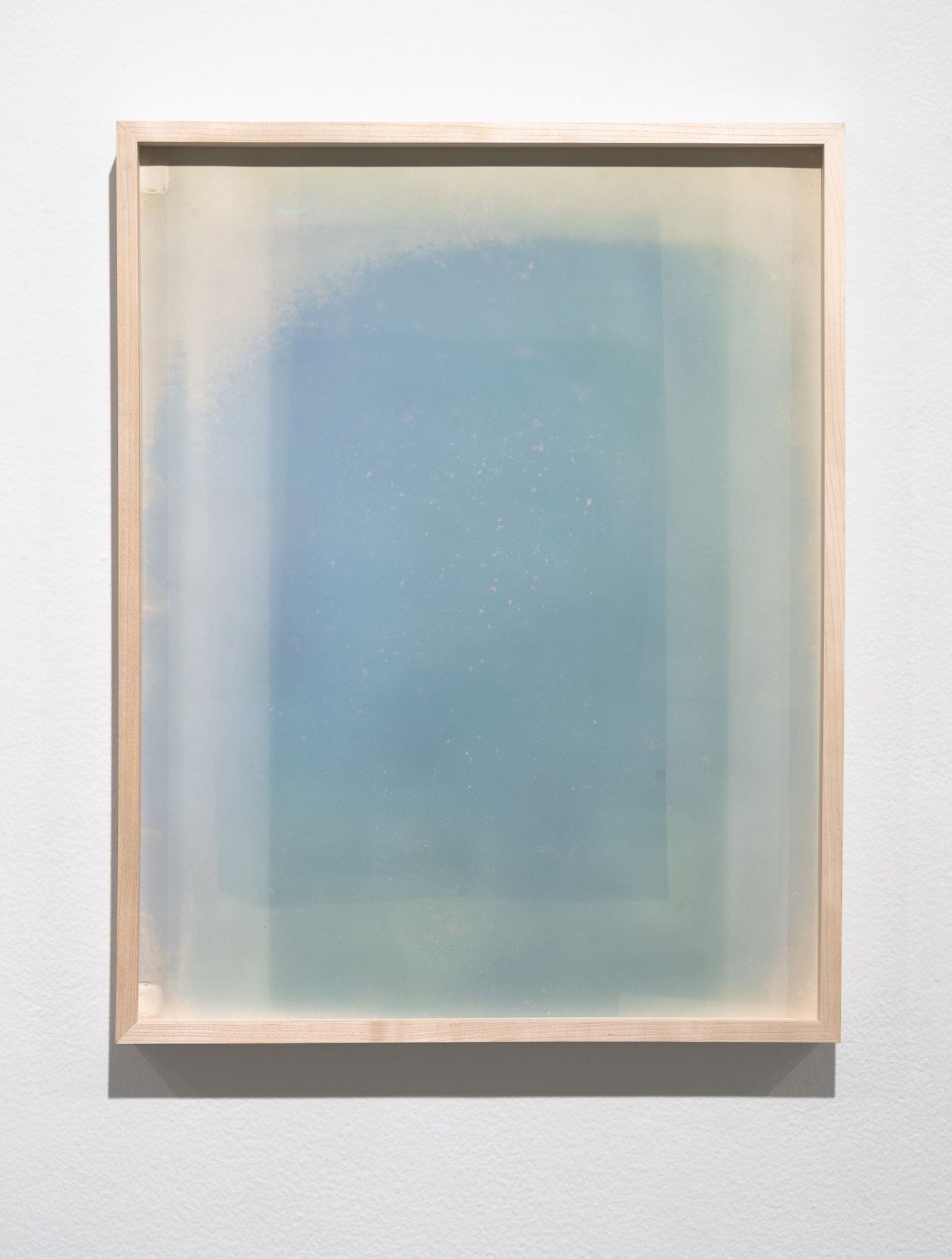 © Christine Elfman - Flux, faded blue ternate dye on paper, unfixed anthotype, 20x24 inchesexposed unintentionally in flatfile drawer over years