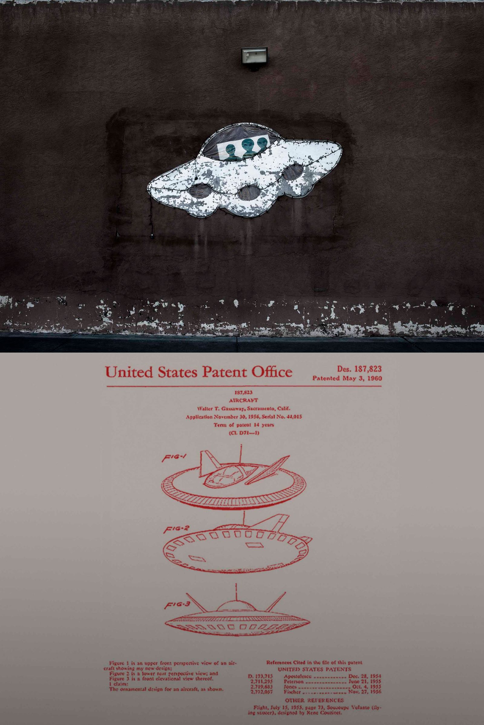 © Javier Arcenillas - Roswell wall and Militar document saucers. Documents USA Airplane