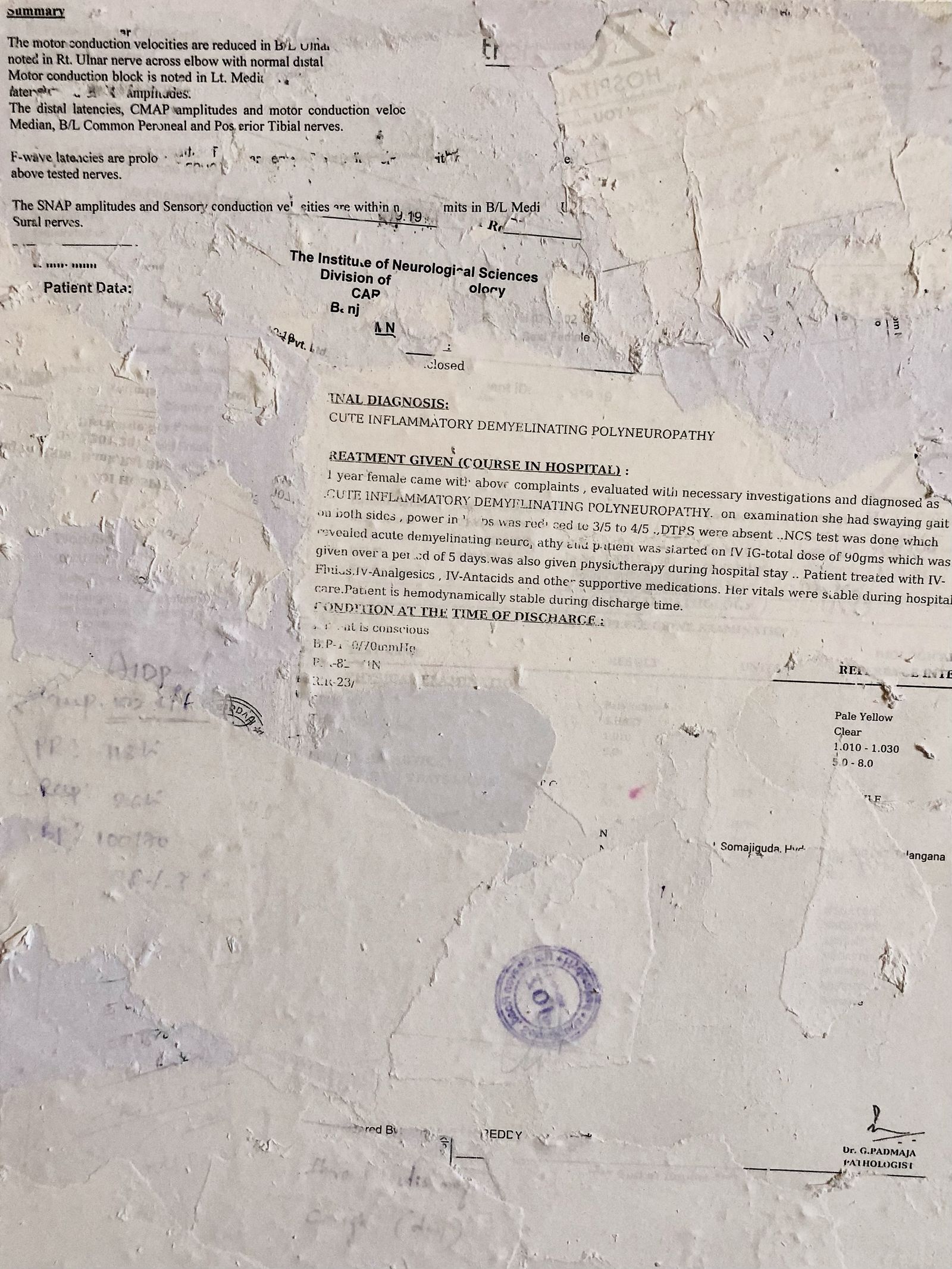 © Phalanvita Madhyala - Canvas as an extension of skin, layered with my own medical reports.