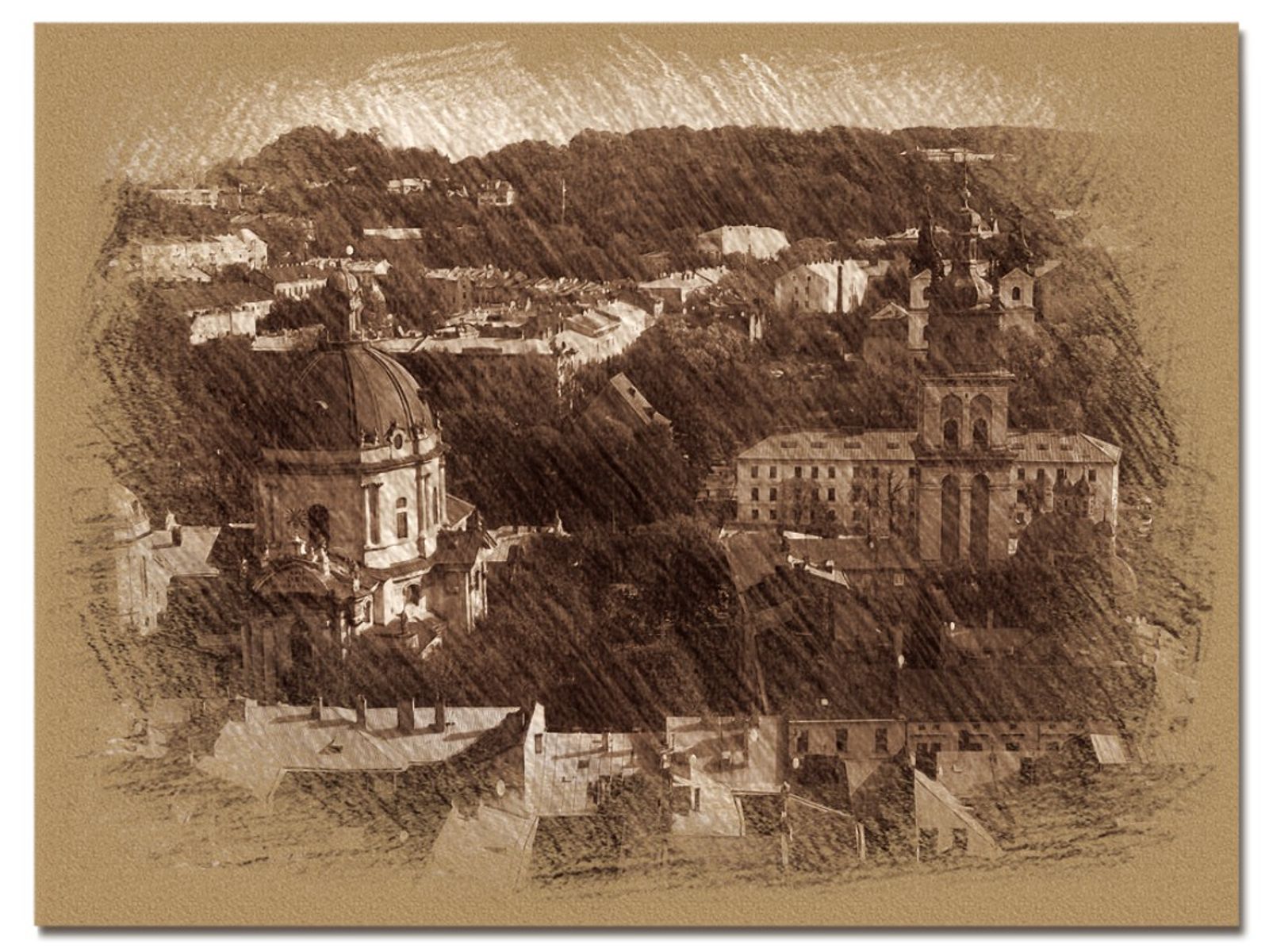 © Andrei  Kolyaskin - View  on  the  ukrainian  Lviv  City from  observation  desk  of  City  Hall .