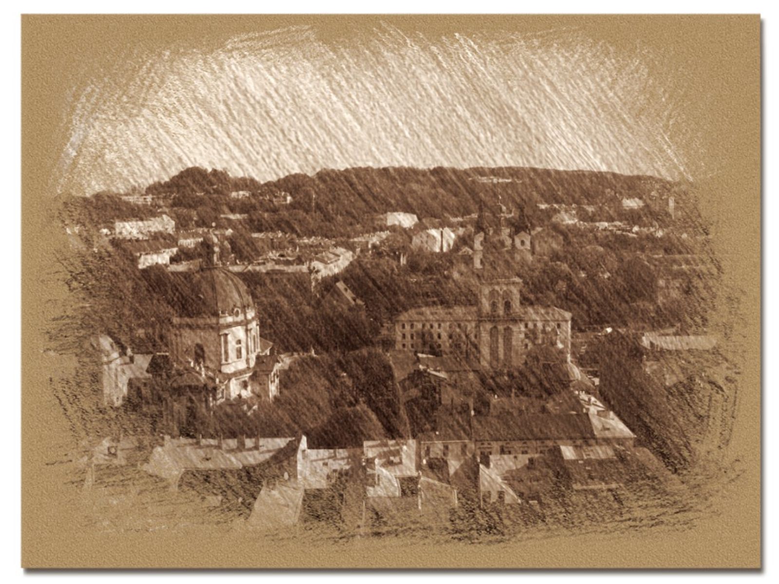 © Andrei  Kolyaskin - View  on  the  ukrainian  Lviv  City from  observation  desk  of  City  Hall .