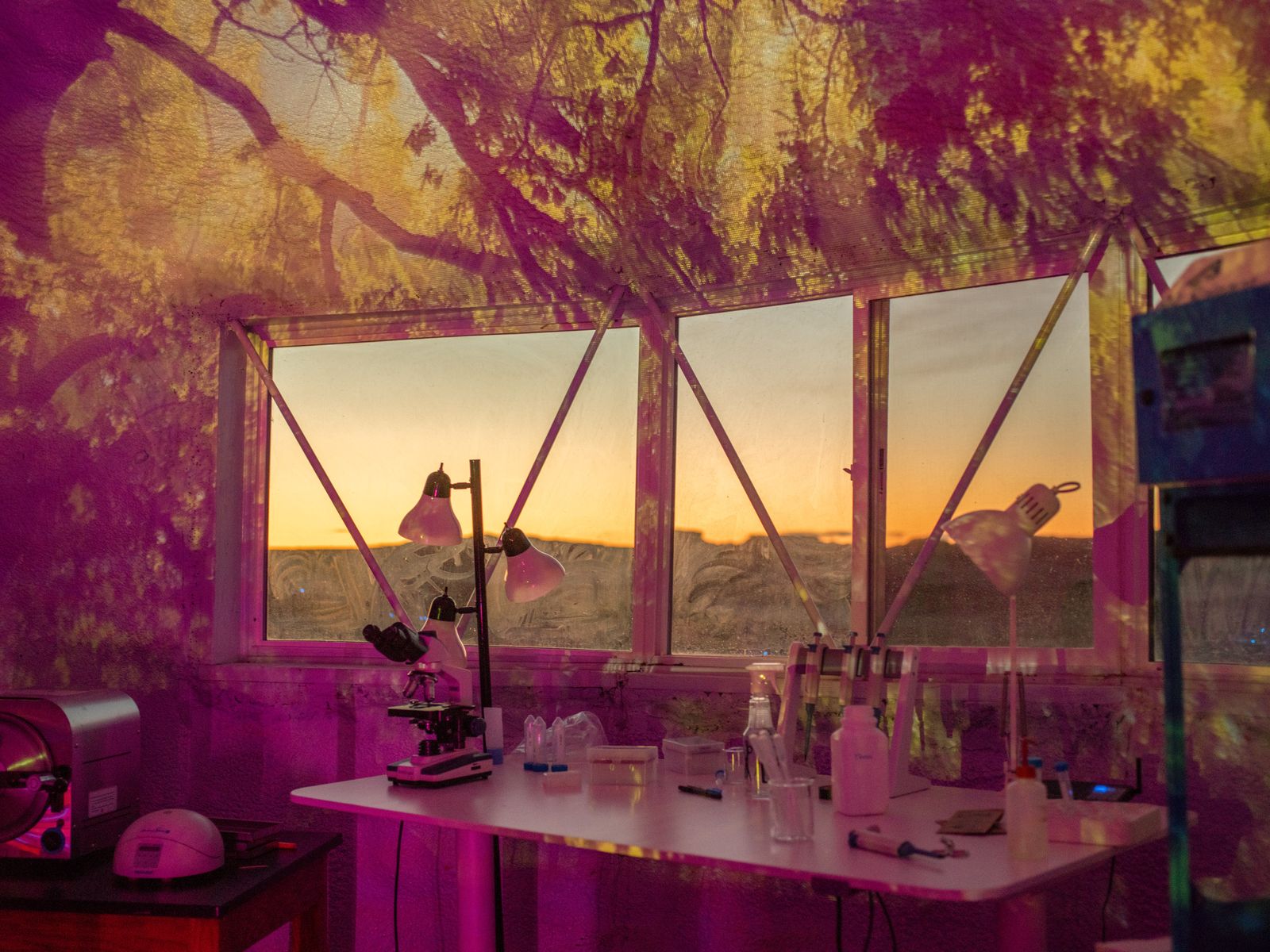 © Kris Davidson - Photograph of a projection of Earth scenery on in interior walls of the Science Dome at the Mars Desert Research Station.