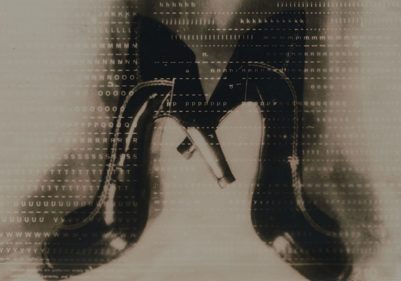 © Jo Stapleton - Crossed shoes with Letraset photogram. (Lith print)