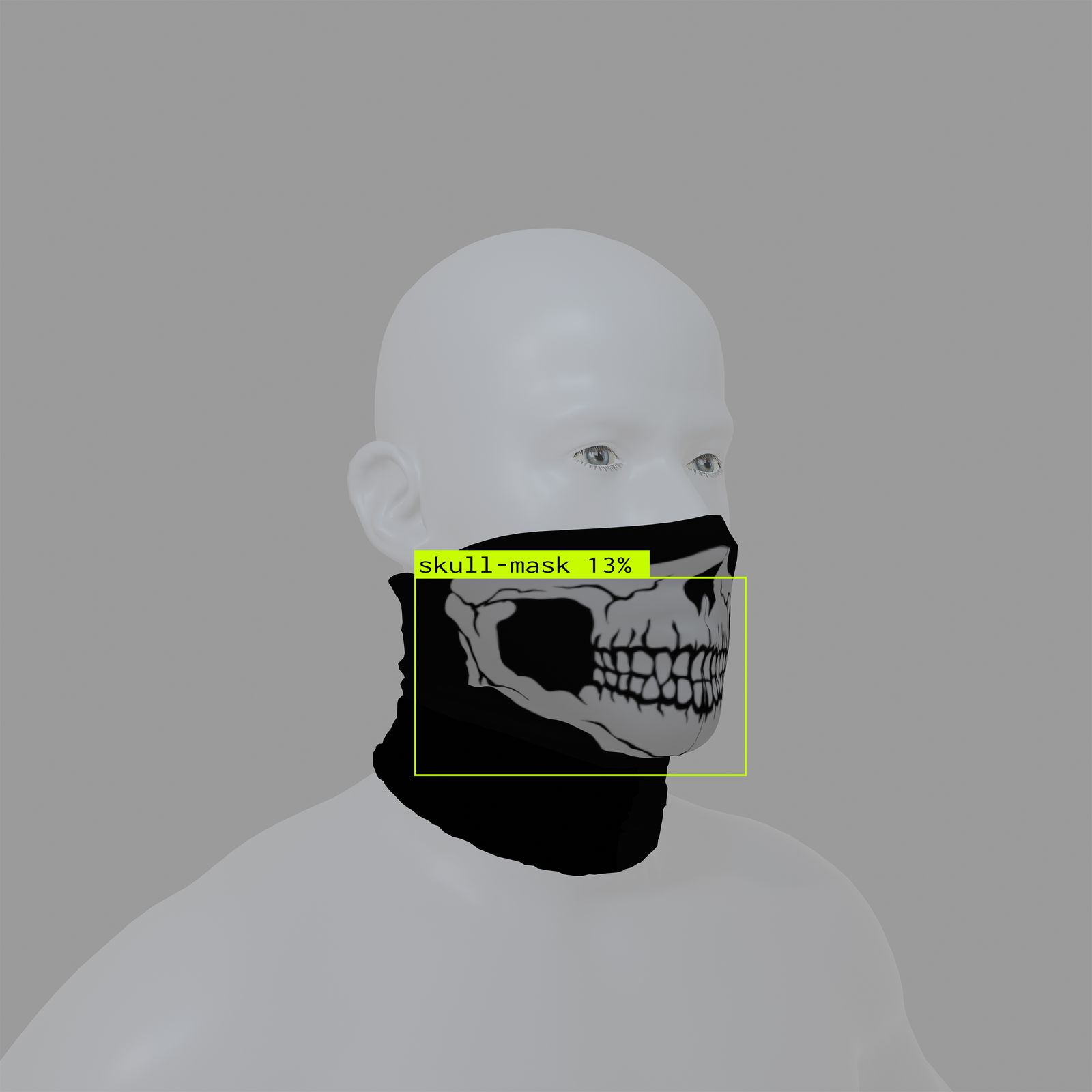 © Marcel Top - Testing of AI recognition of the skull face mask.