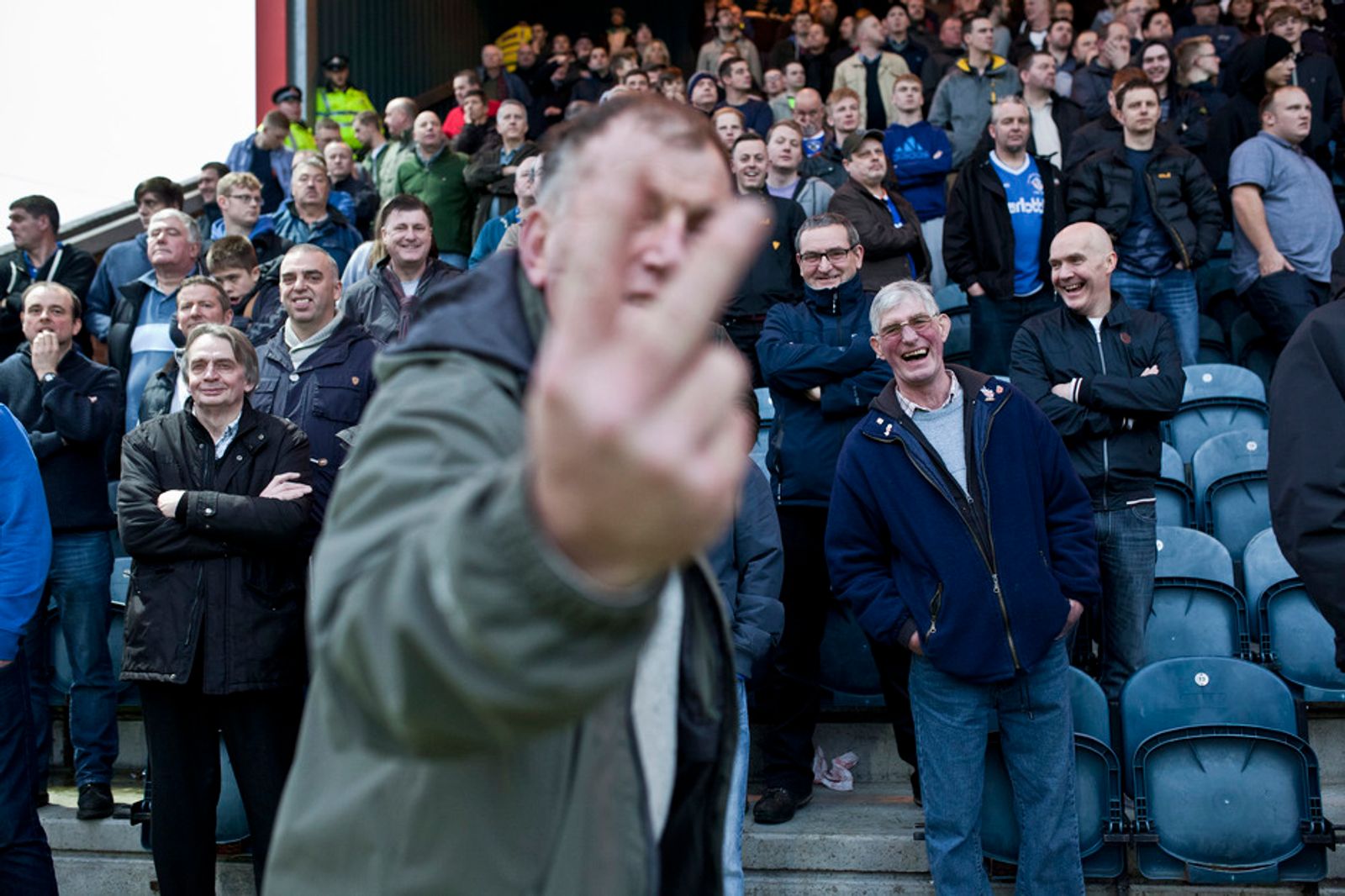 © David Shaw - Oldham fans at the local rivalry away - Rochdale.