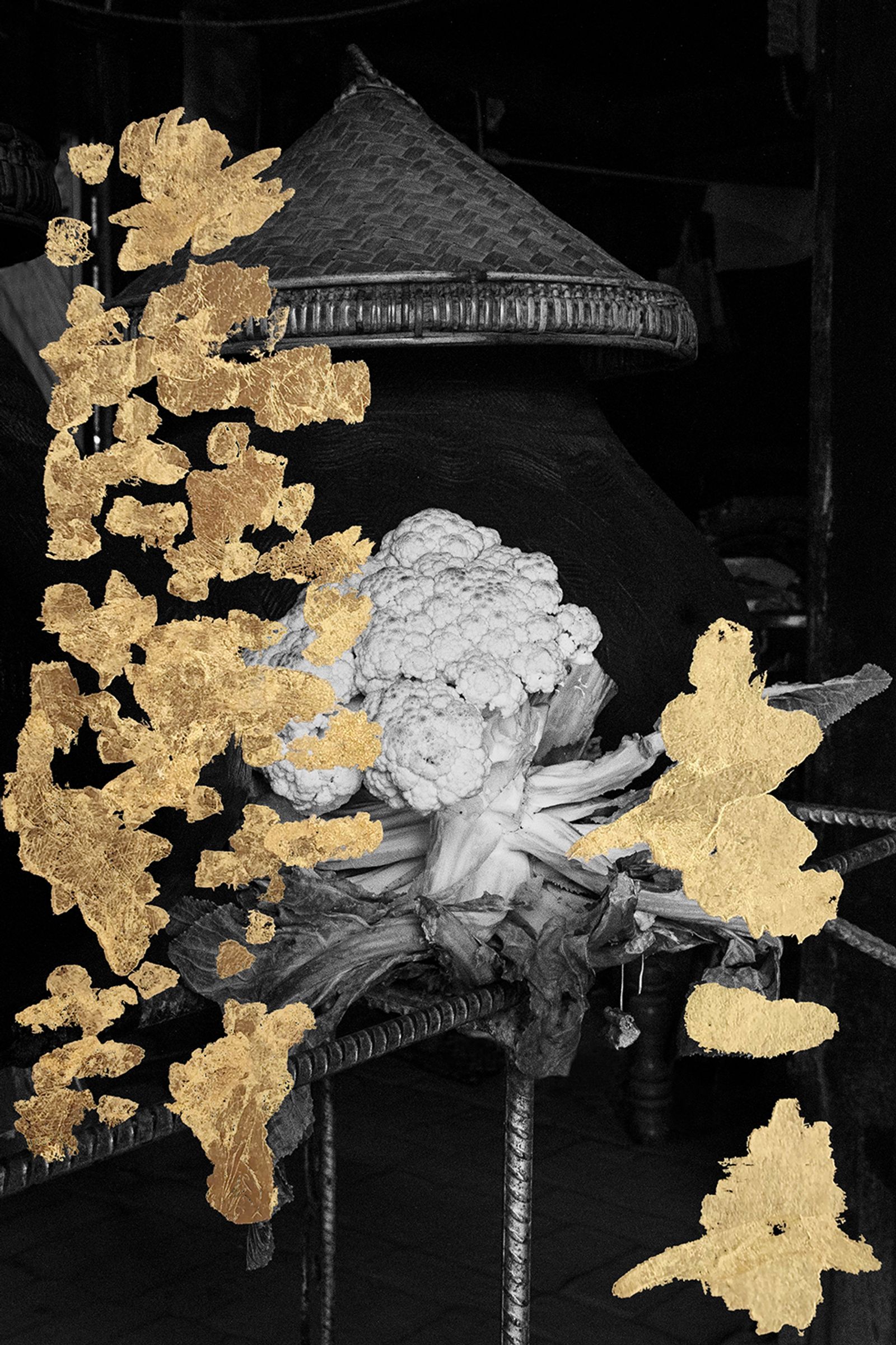 © andrea alkalay - Kutho / Cauliflower (Cauliflower with a bamboo hut. Gold intervention )