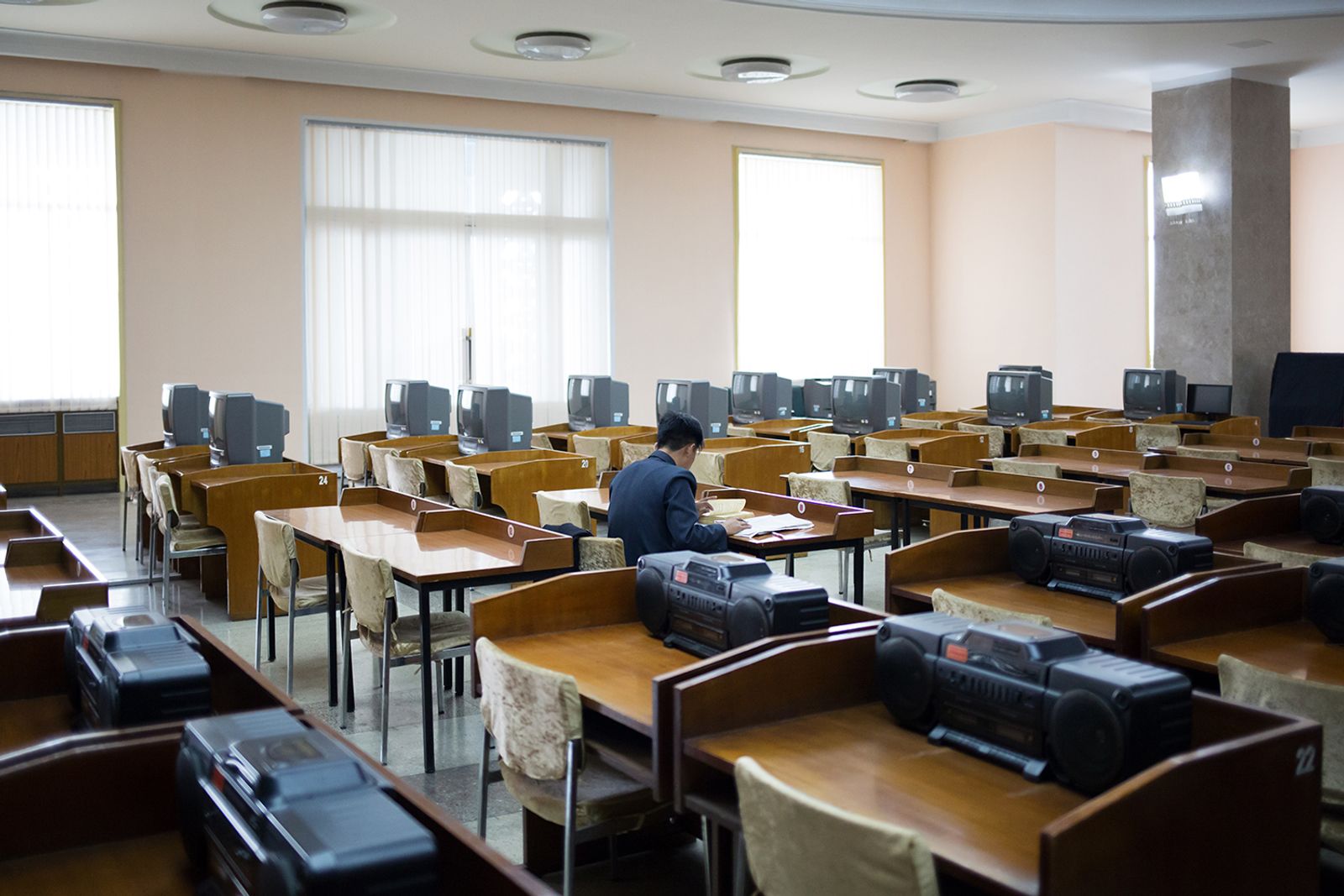 © Filippo Venturi - Study and music-listening hall inside the “Grand People's Study House” library in Pyongyang.