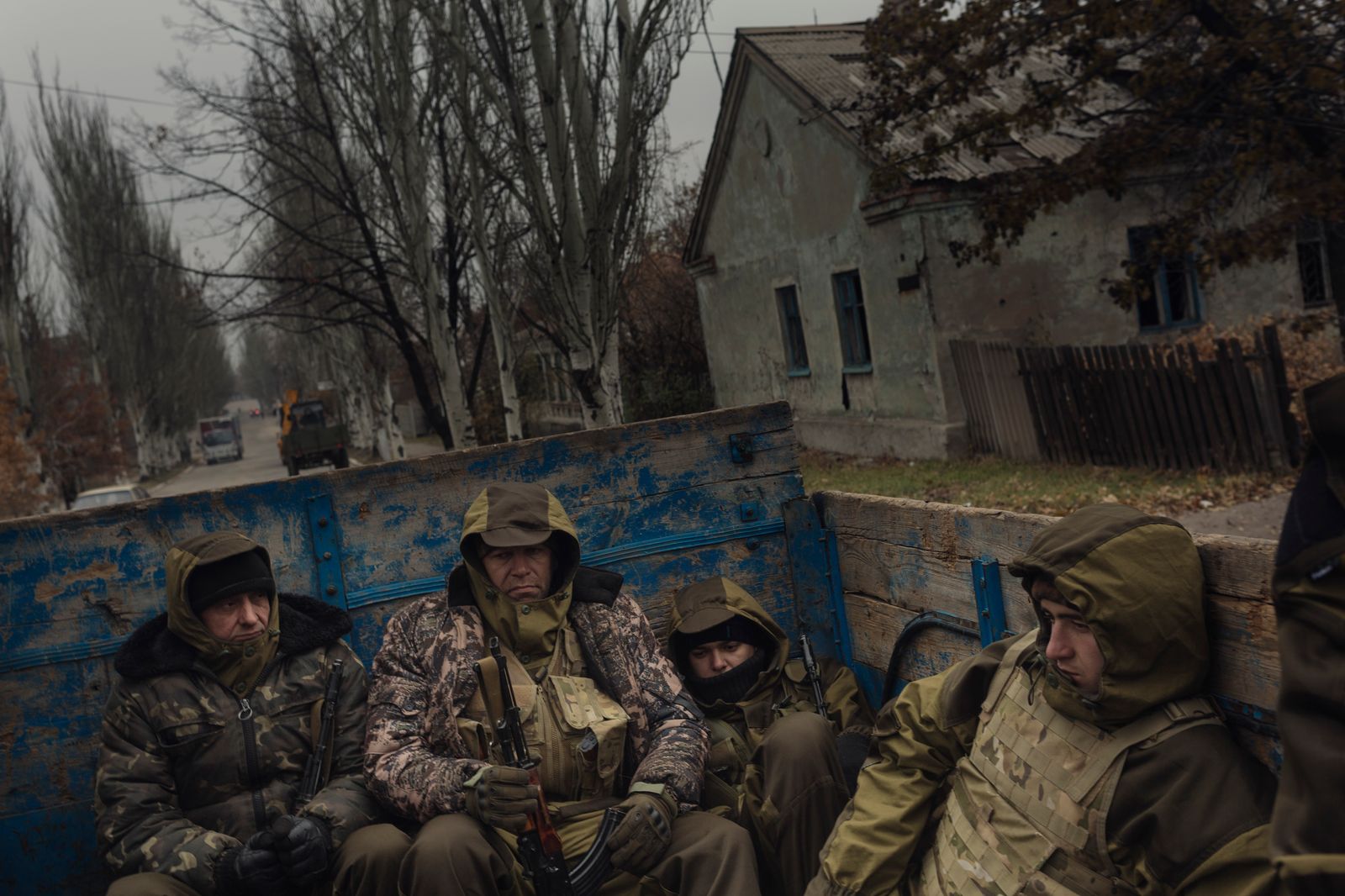 © Kyrre Lien - Soldiers on the back of a lorry heading to a front line position outside of Debaltseve.