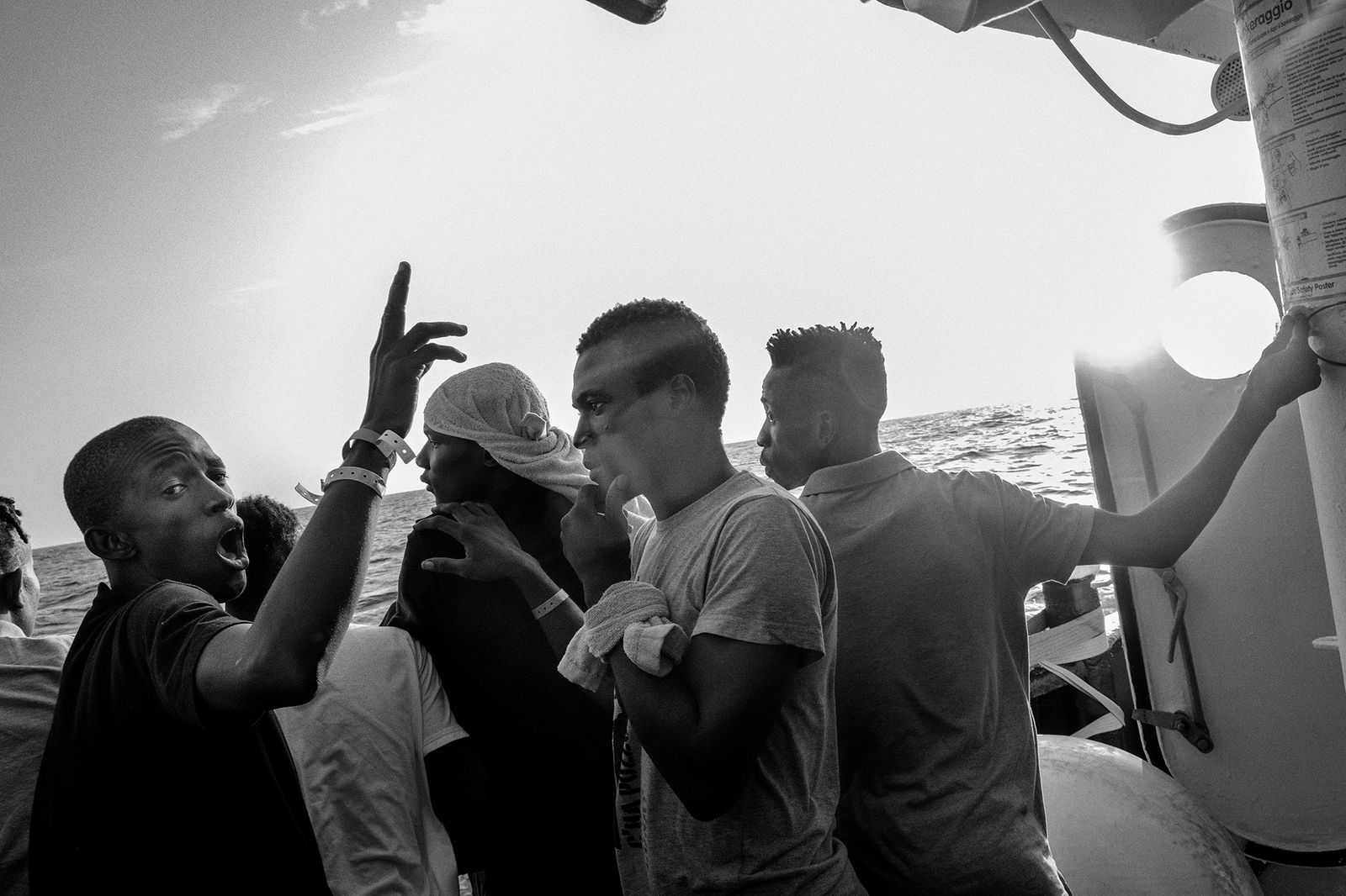 © Francesco Bellina - Rescued men on board of the ship Mare Jonio.