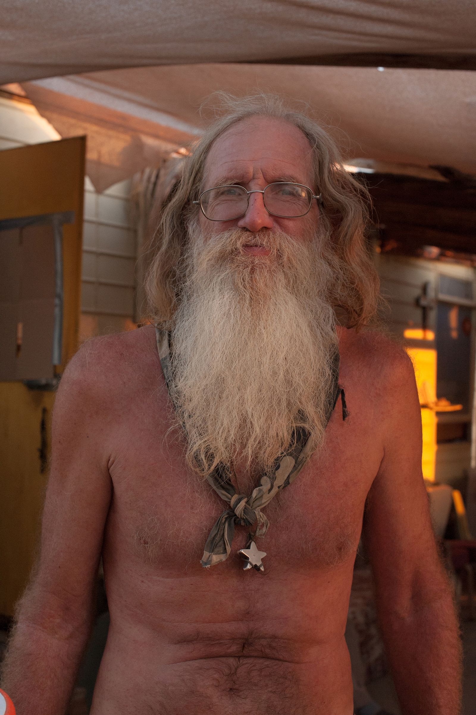 © Jason Houge - Pastor Dave ensures "each Slabber at least one good stick-to-the-ribs meal each week"; Slab City, USA 2018