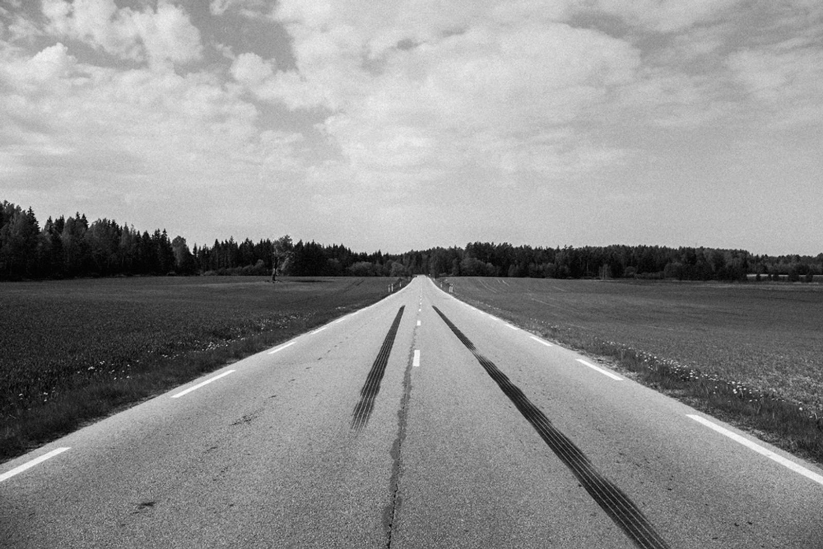 © Hannes Jung - Car tracks on a road. Lithuania, near Panevėžys, 10th of May 2016.