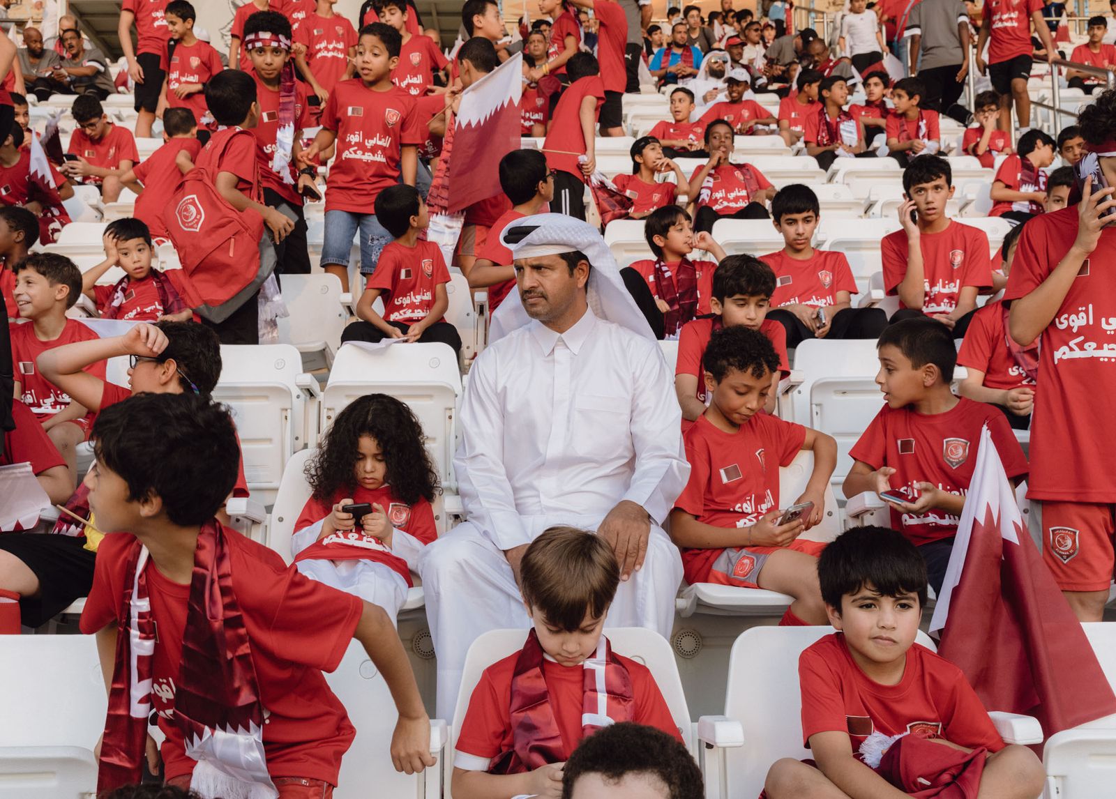 © Matteo De Mayda - Qatar fans during national team training at Jassim bin Hamad Stadium in Al Sadd Club. Qatar, 2022.