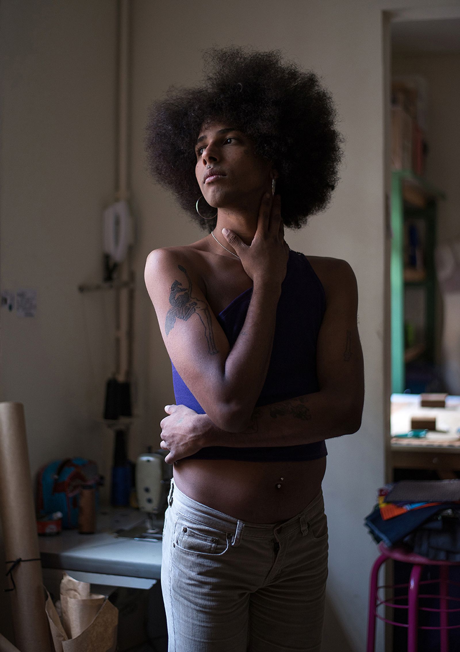 © Camila Falcão - Cunanny, model and fashion designer, poses in her studio