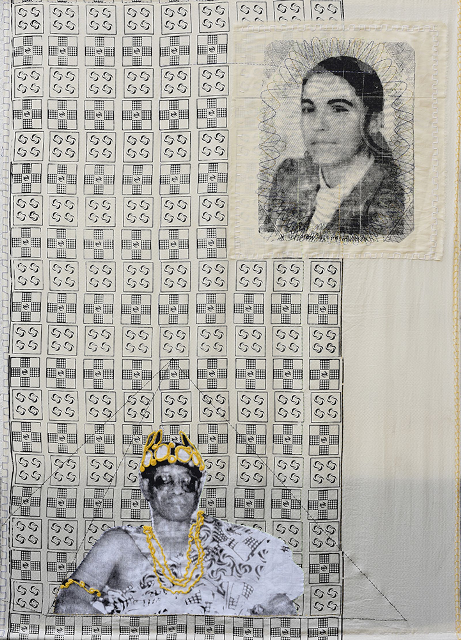 © Zohra Opoku - Malisa & Bob, Screenprint on textile, Thread