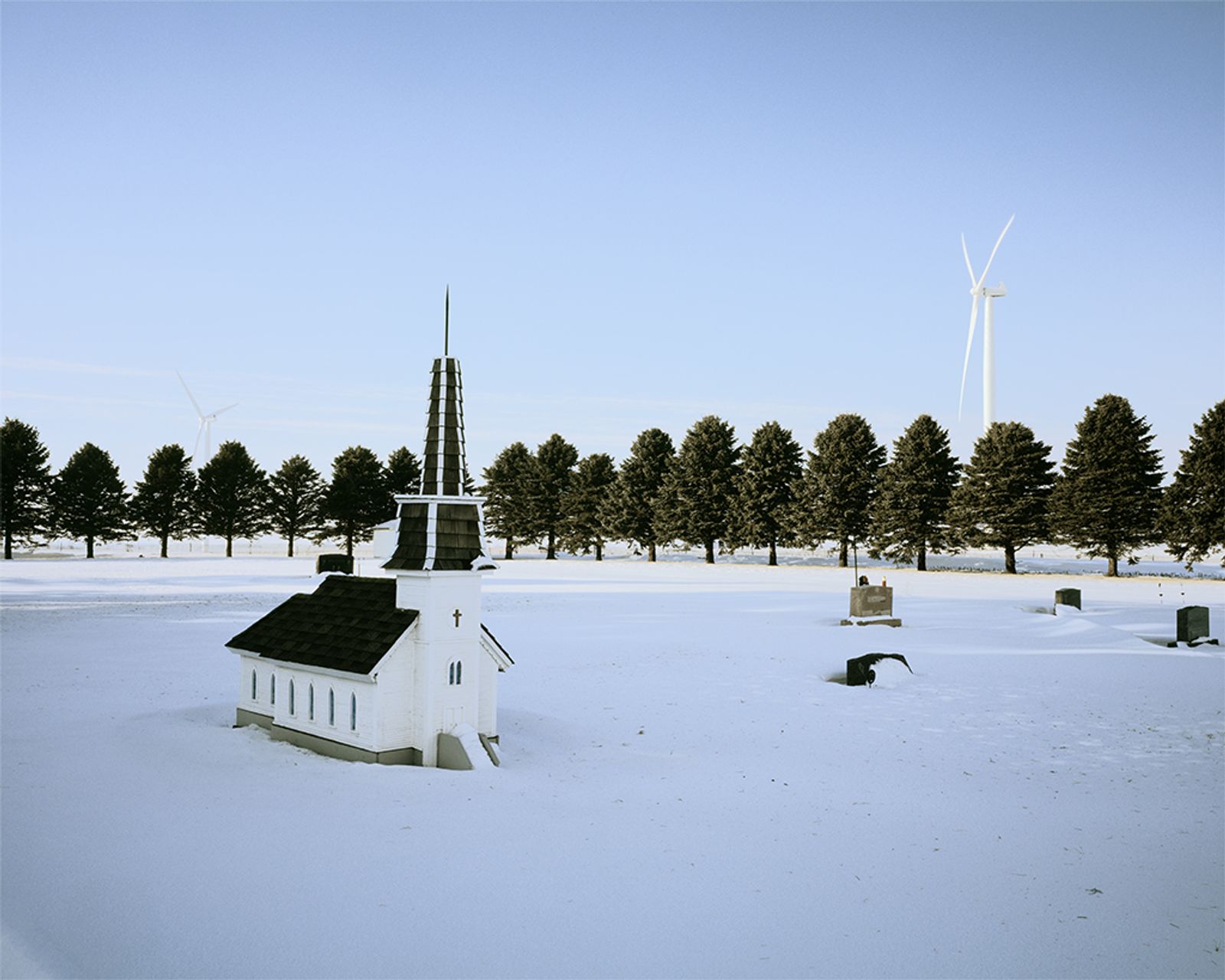 © Bryan Steiff - Miniature Church, Elk Creek Cemetery, Barton Wind Farm, Worth County, Iowa, 2013