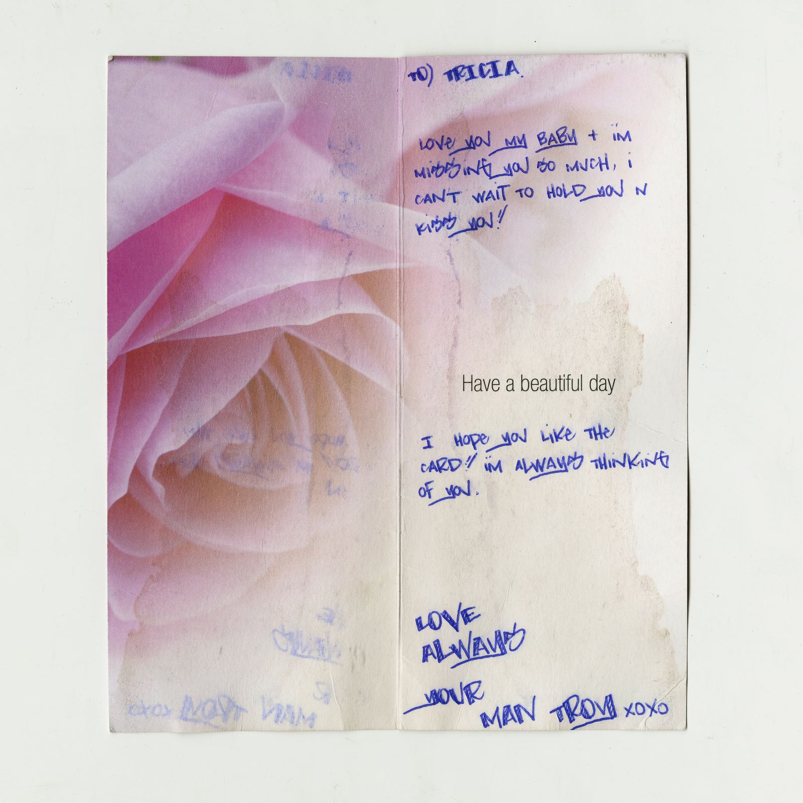 © Raphaela Rosella - A card sent to Tricia from her boyfriend Troy while he was incarcerated.