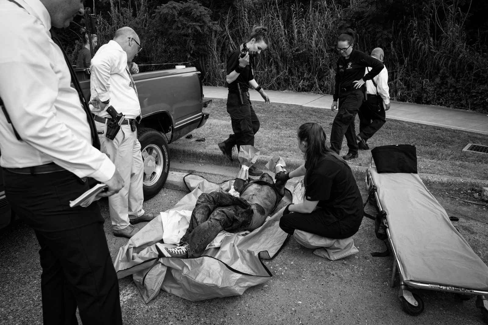 © Richard Sharum - Stabbing Victim. Dallas, Texas. 06.23.2022. This young man was stabbed to death a local park due to robbery.