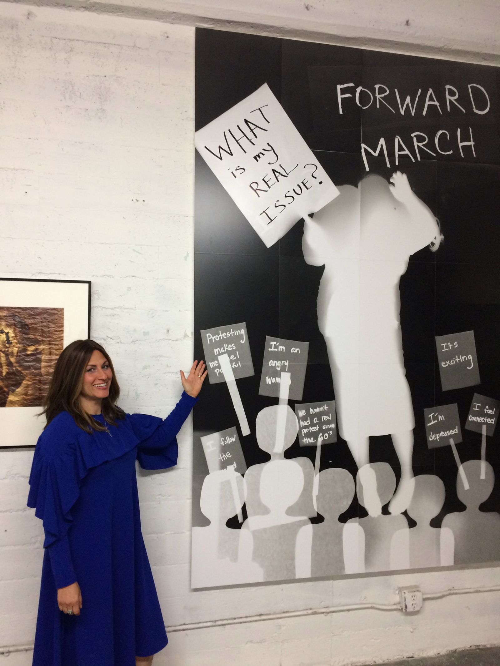 © Karen Amy Finkel Fishof - Protest - photogram with Sharpie - 64"x100" - on wall to show scale